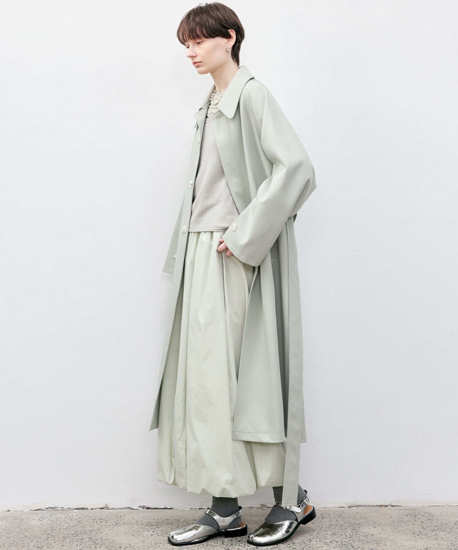 Oversized Raglan Sleeve Long Coat with Belt