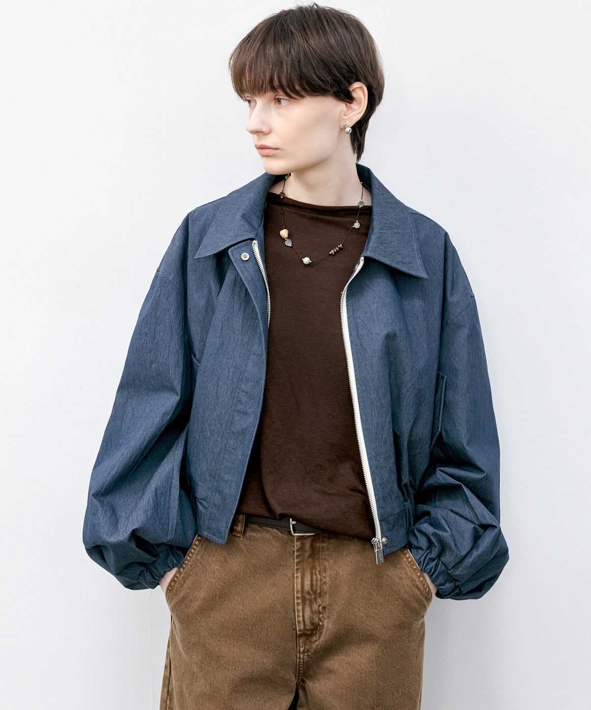 Balloon Sleeve Cropped Blouson