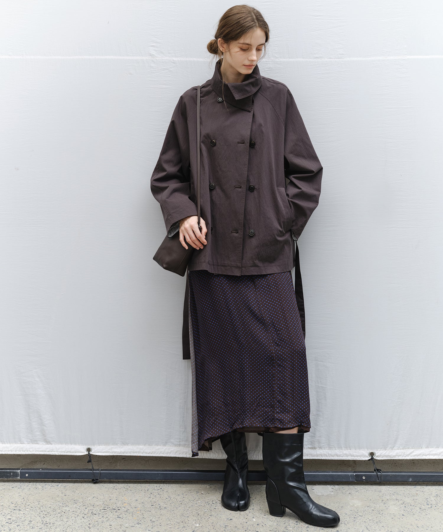 Wrap Collar Belted Cropped Trench Jacket