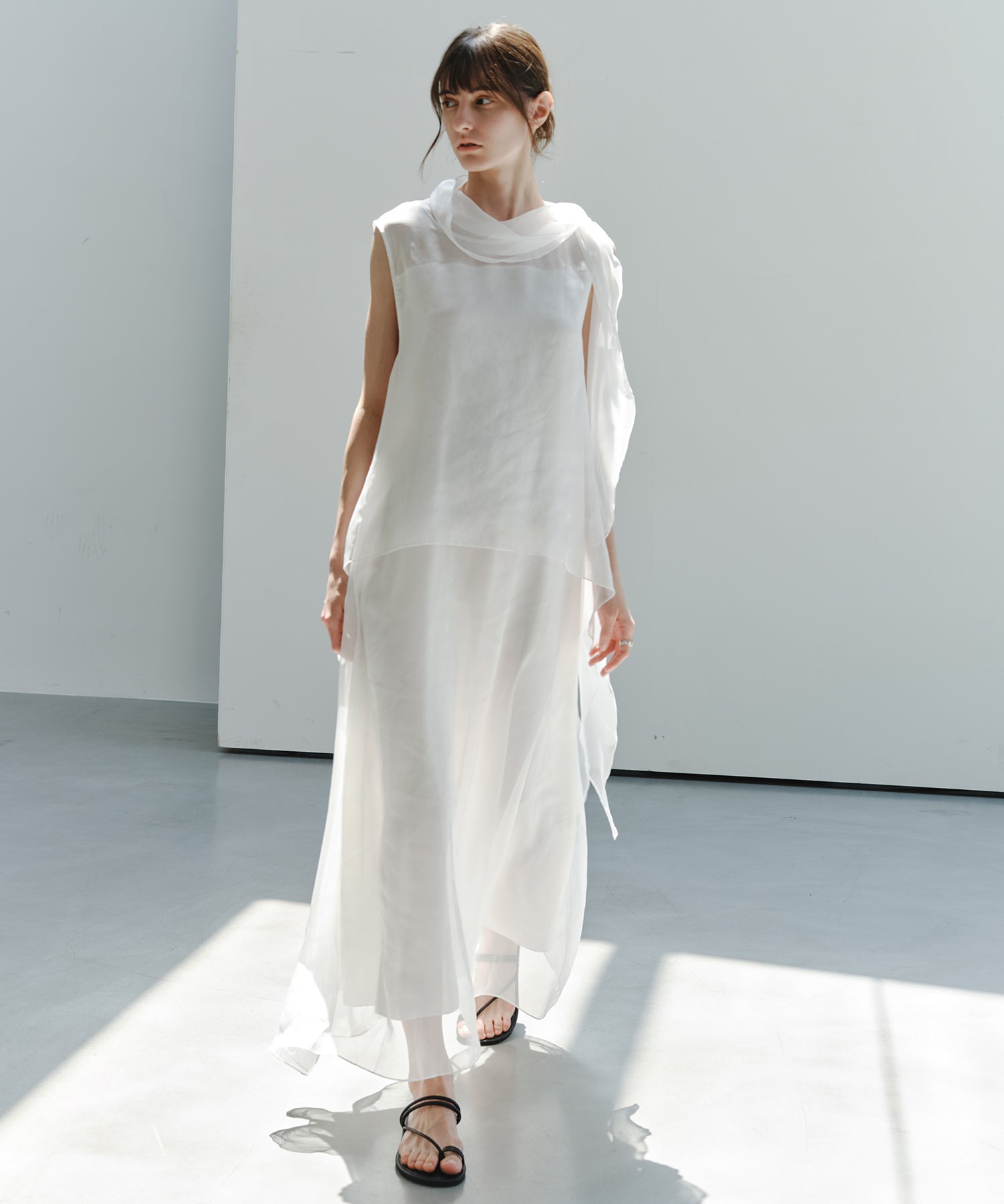 「7月中旬～下旬出荷」Sheer Draped Scarf Dress