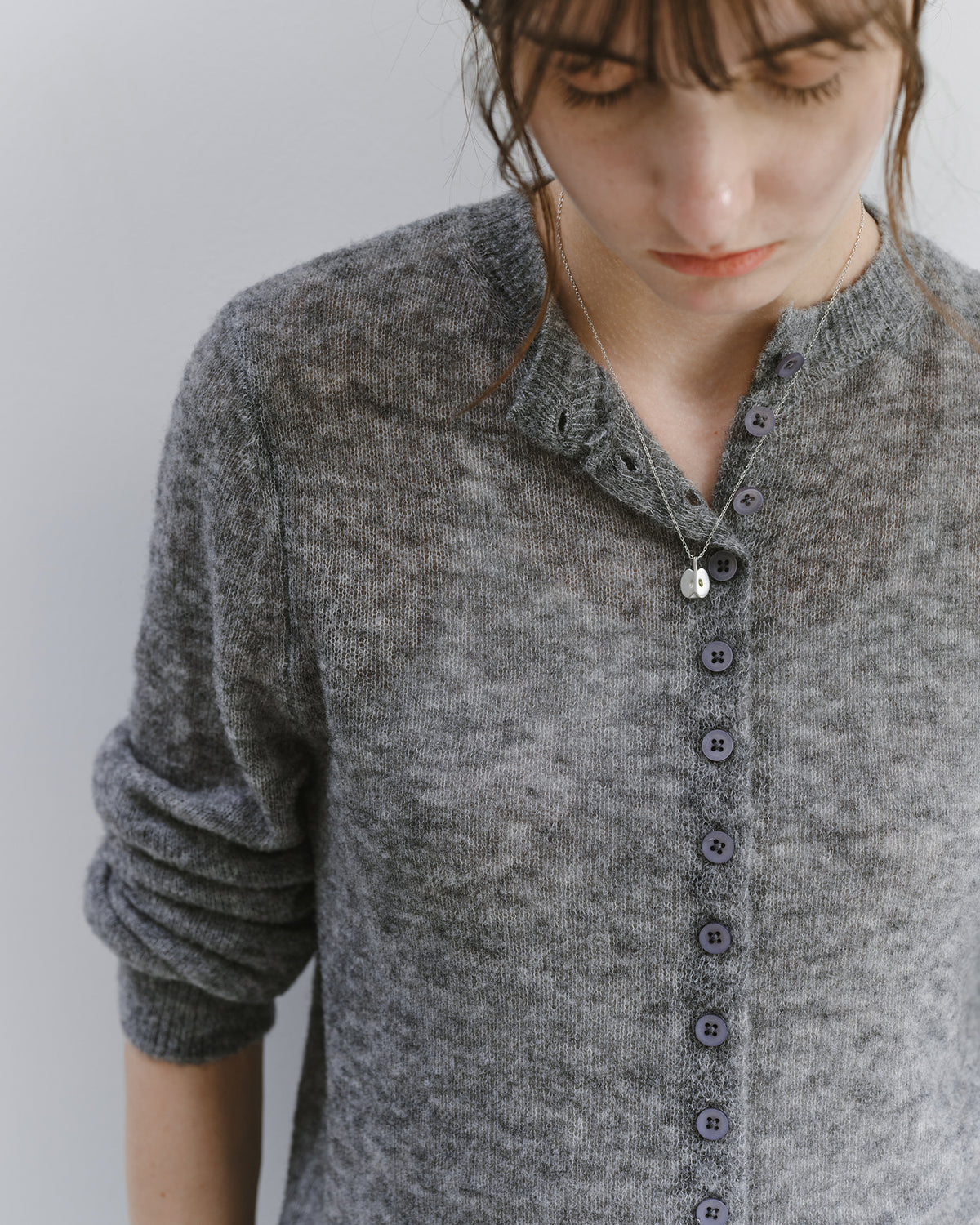 「10月下旬出荷予定」Melange Wool-Blend Multi Button Knit Cardigan