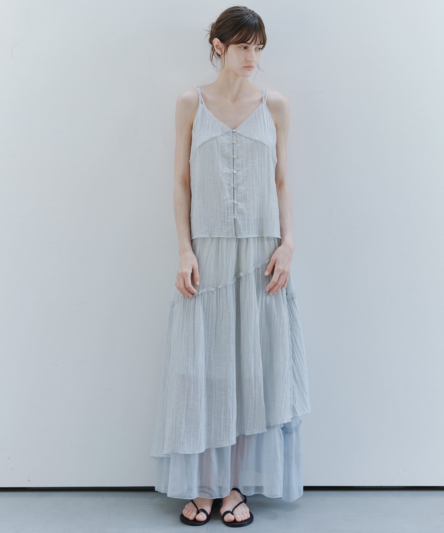 「7月上旬～中旬出荷」Sheer Textured Front Button Camisole