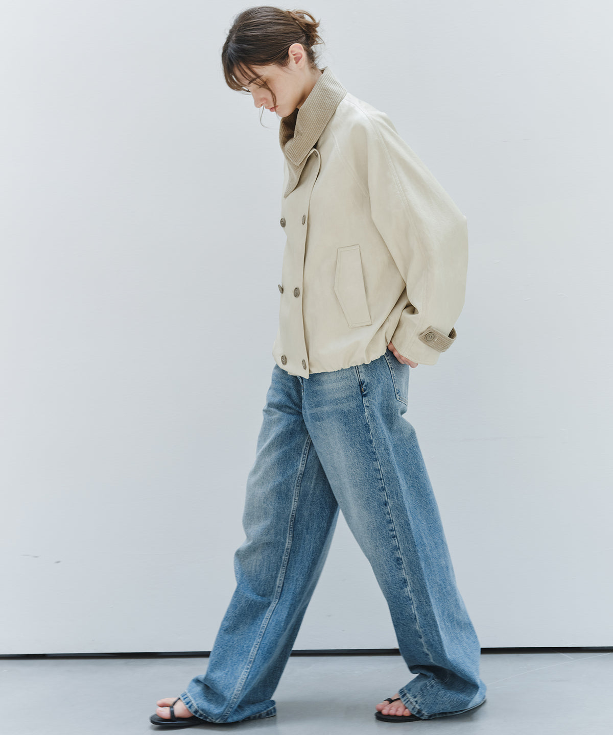 「9月下旬出荷予定」Washed Wide Straight Denim Pants