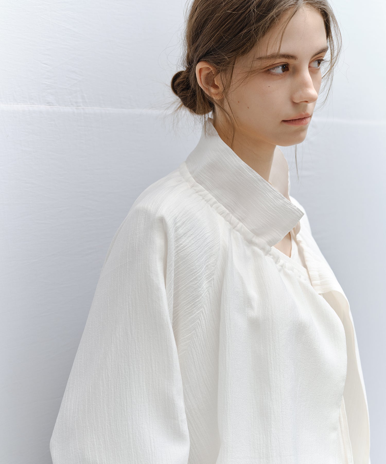 Sheer Gathered Neck Light Jacket