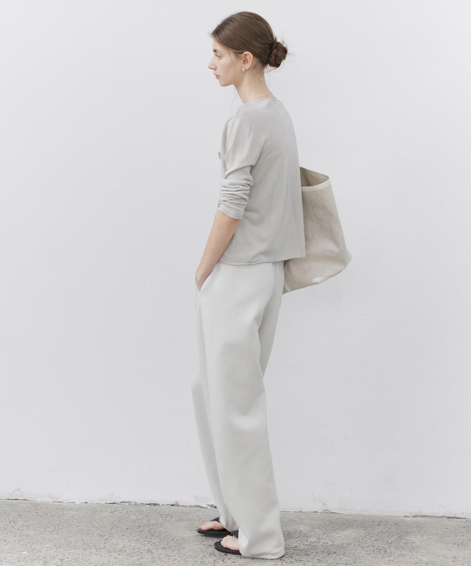 Curved Silhouette Jersey Wide Pants