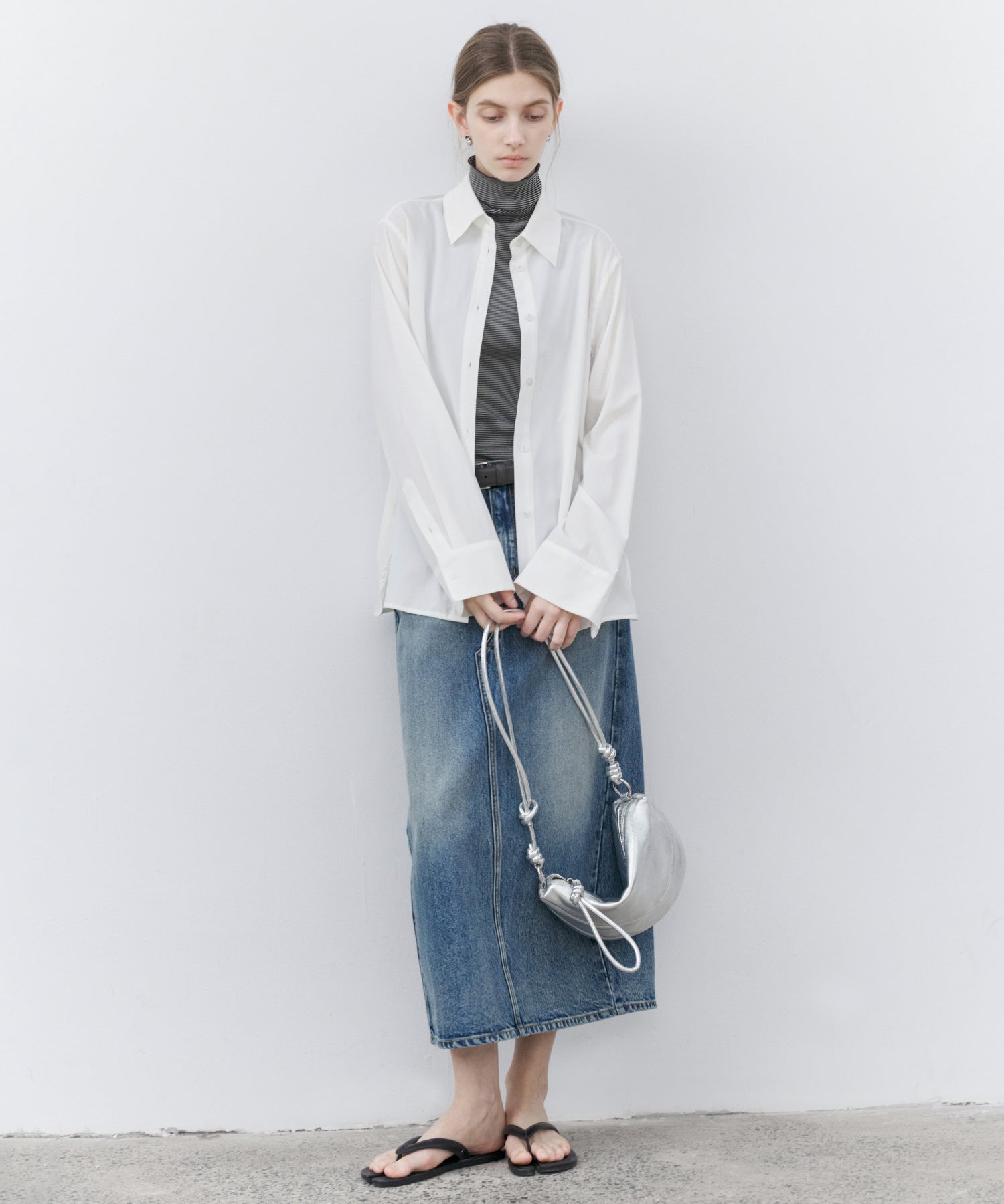 Used Wash I-Line Denim Long Skirt