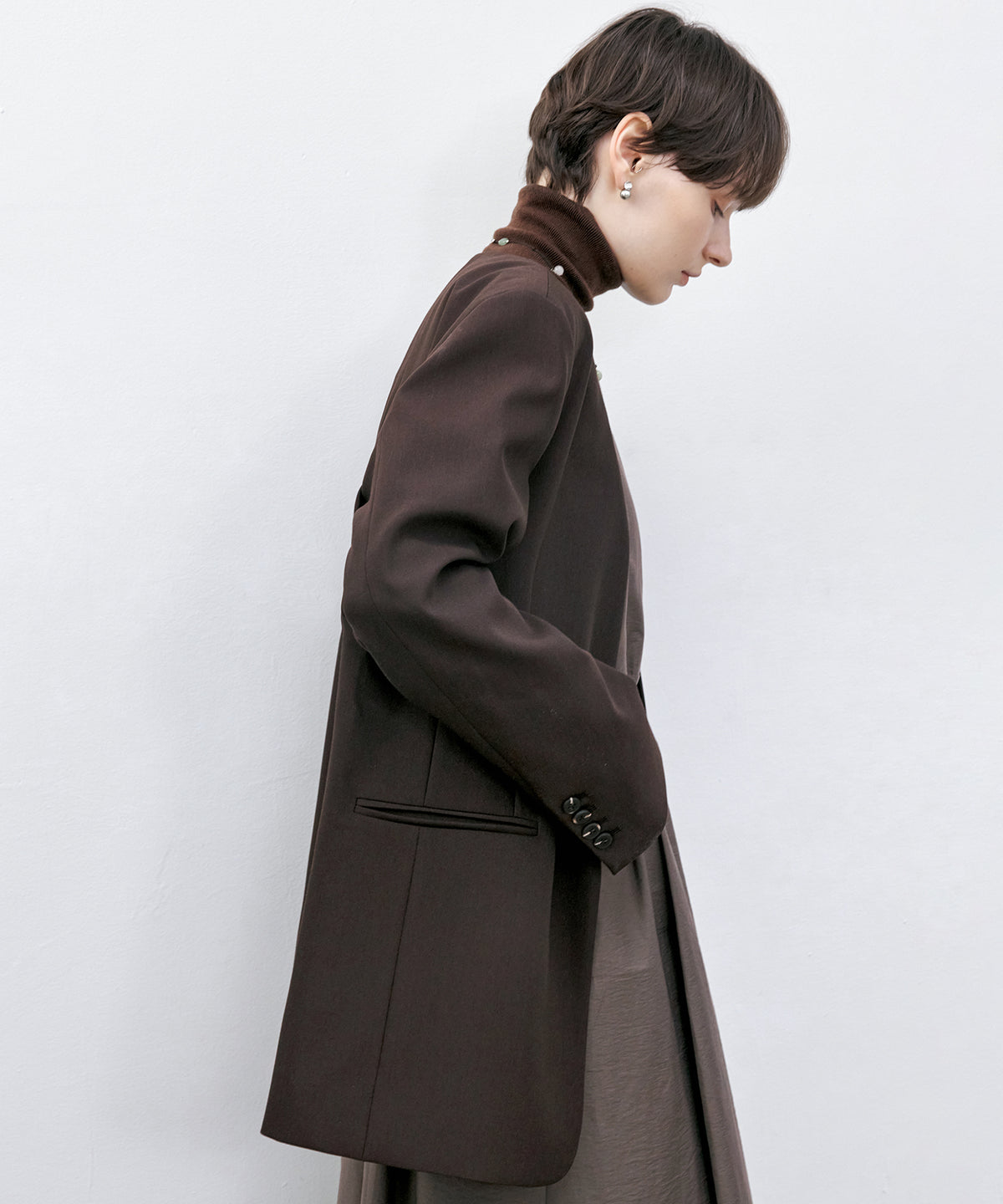 Collarless Oversized Tailored Jacket