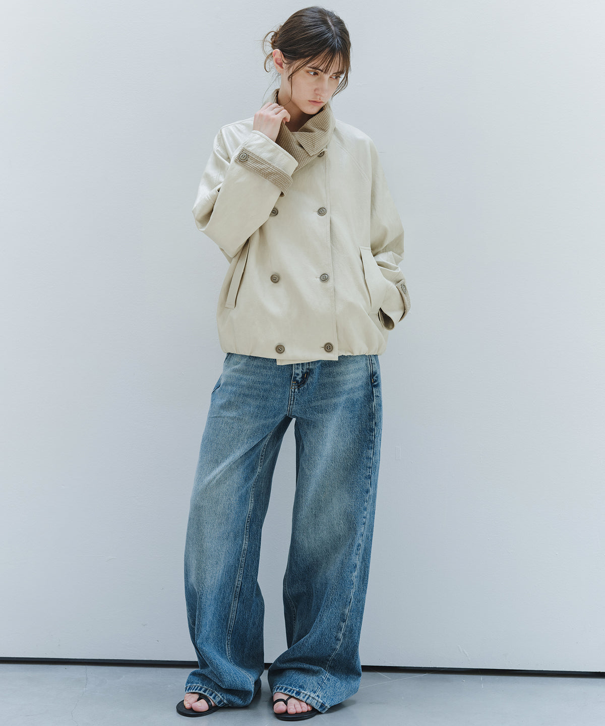 「10月下旬出荷予定」Corduroy Collar Docking Short Blouson Jacket