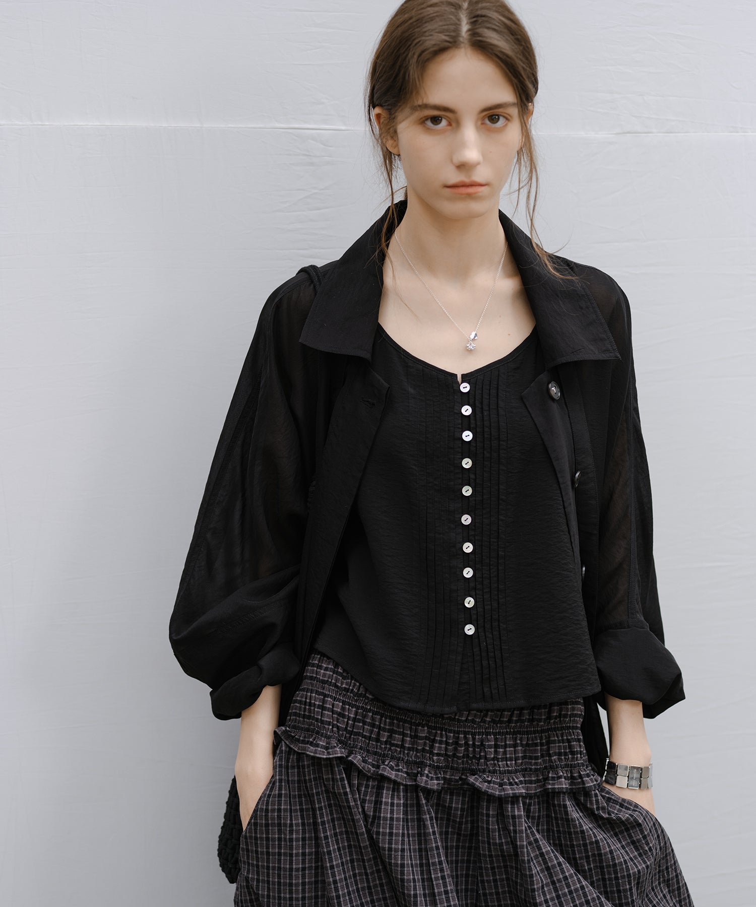 Silk Blend Sheer Long Coat