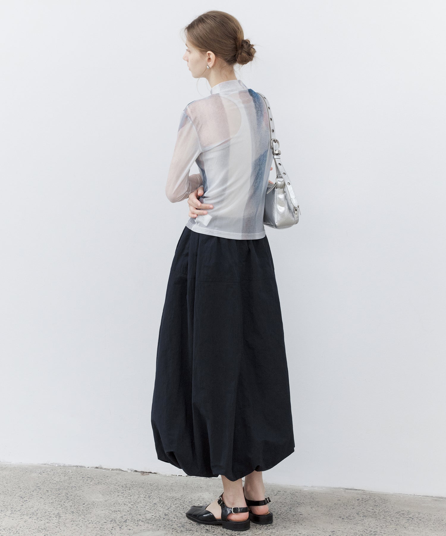 Structured Balloon Silhouette Long Skirt