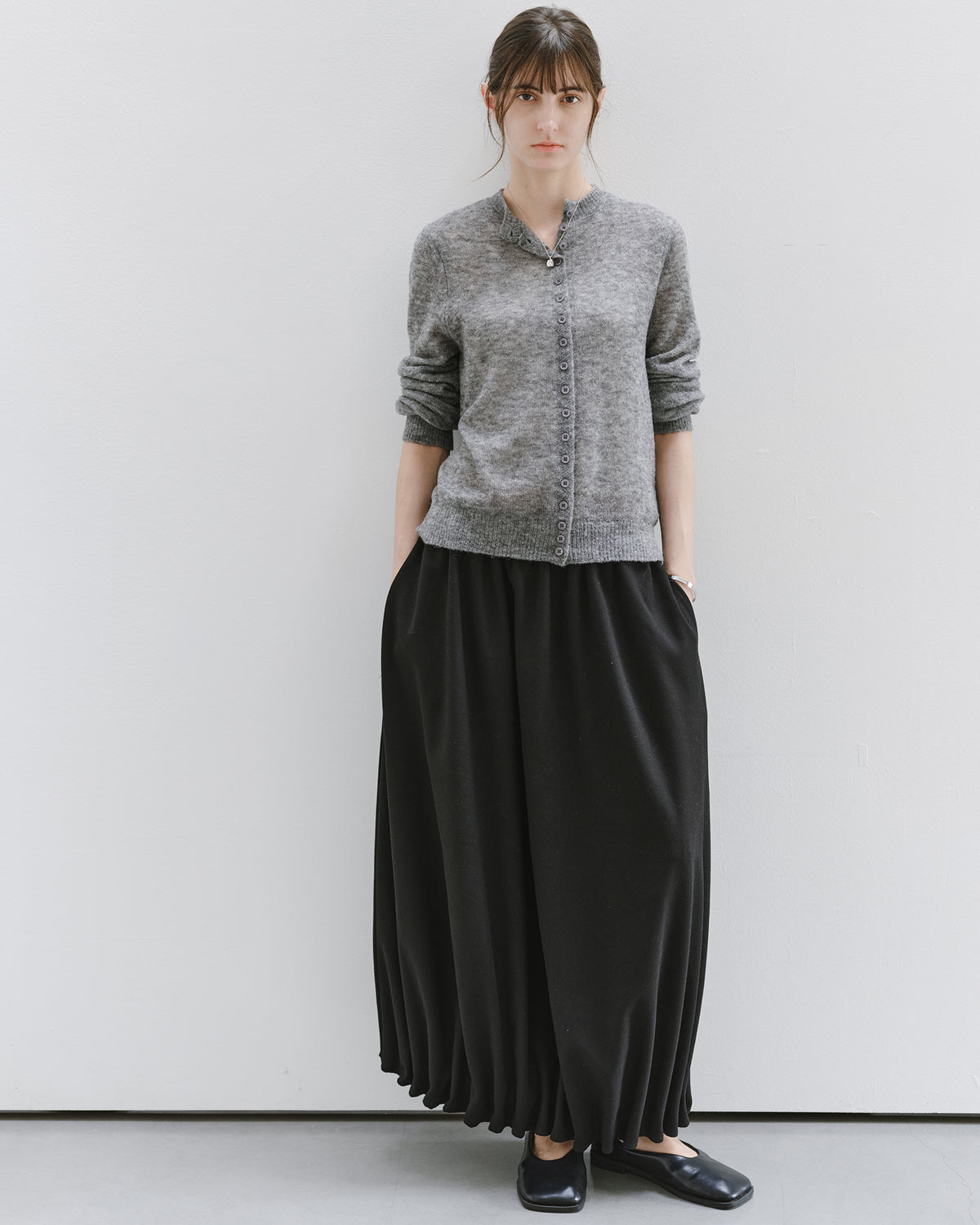 「10月下旬出荷予定」Melange Wool-Blend Multi Button Knit Cardigan