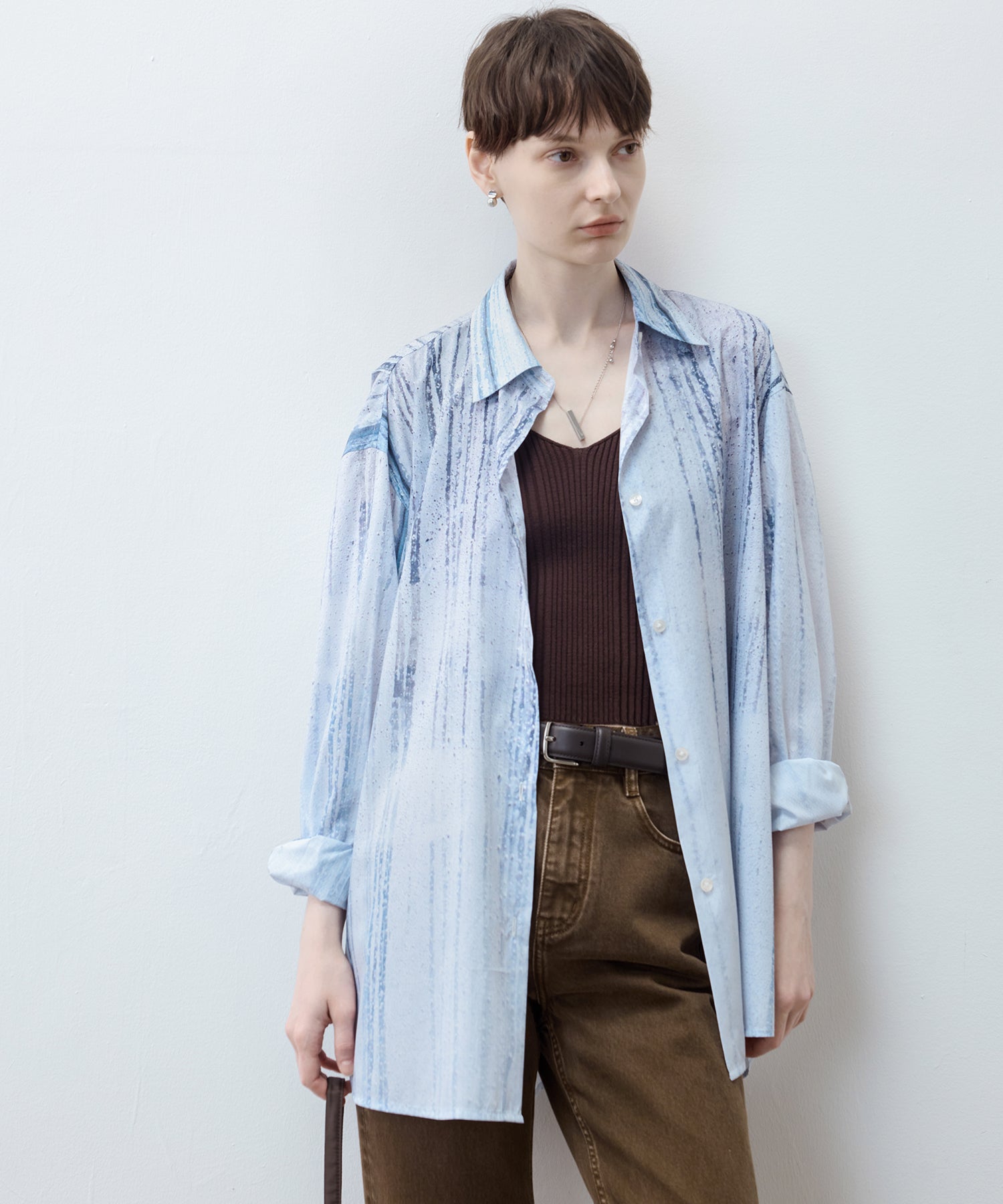 UPF50+ Rain Art Sheer Oversized Shirt