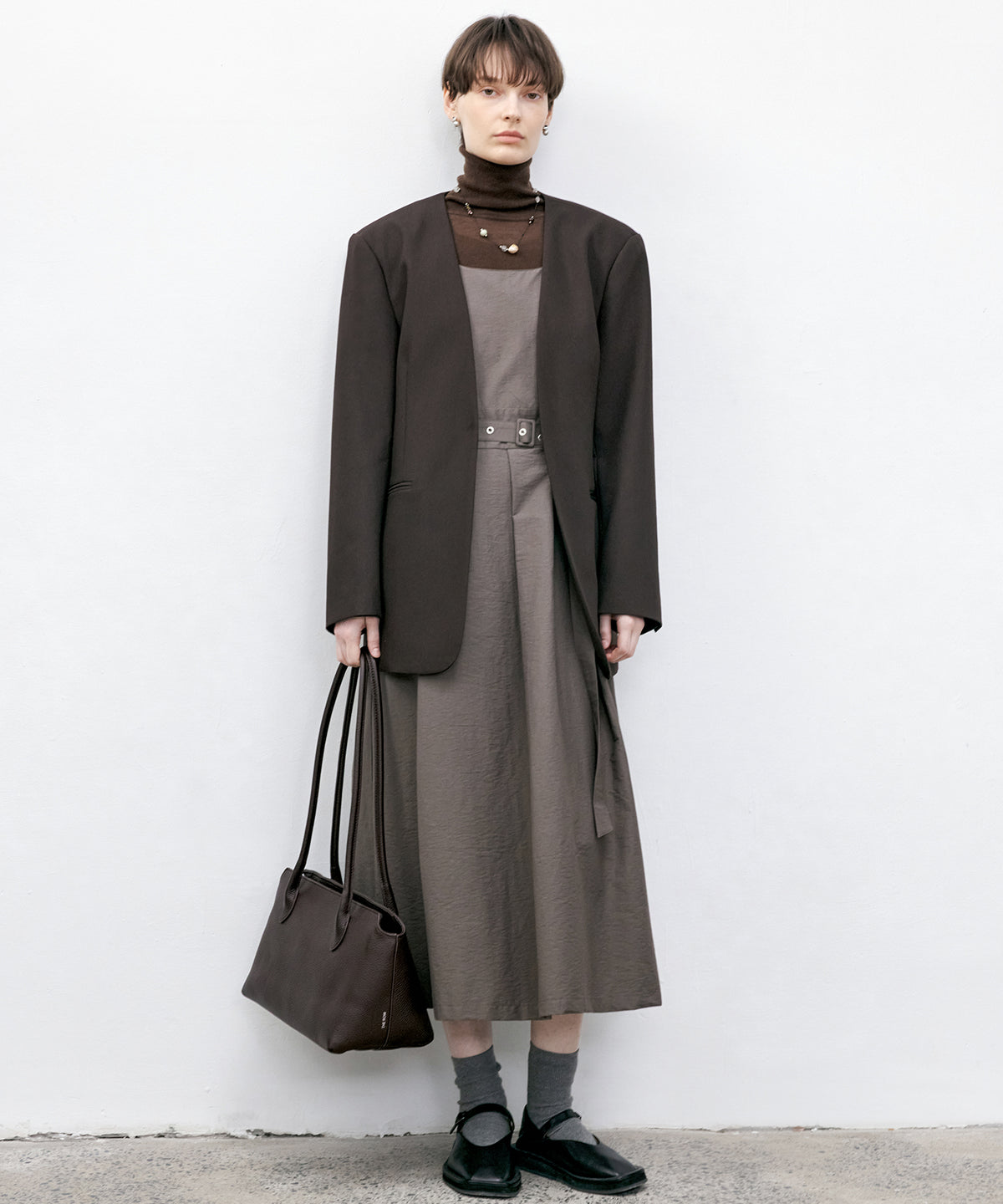 Collarless Oversized Tailored Jacket