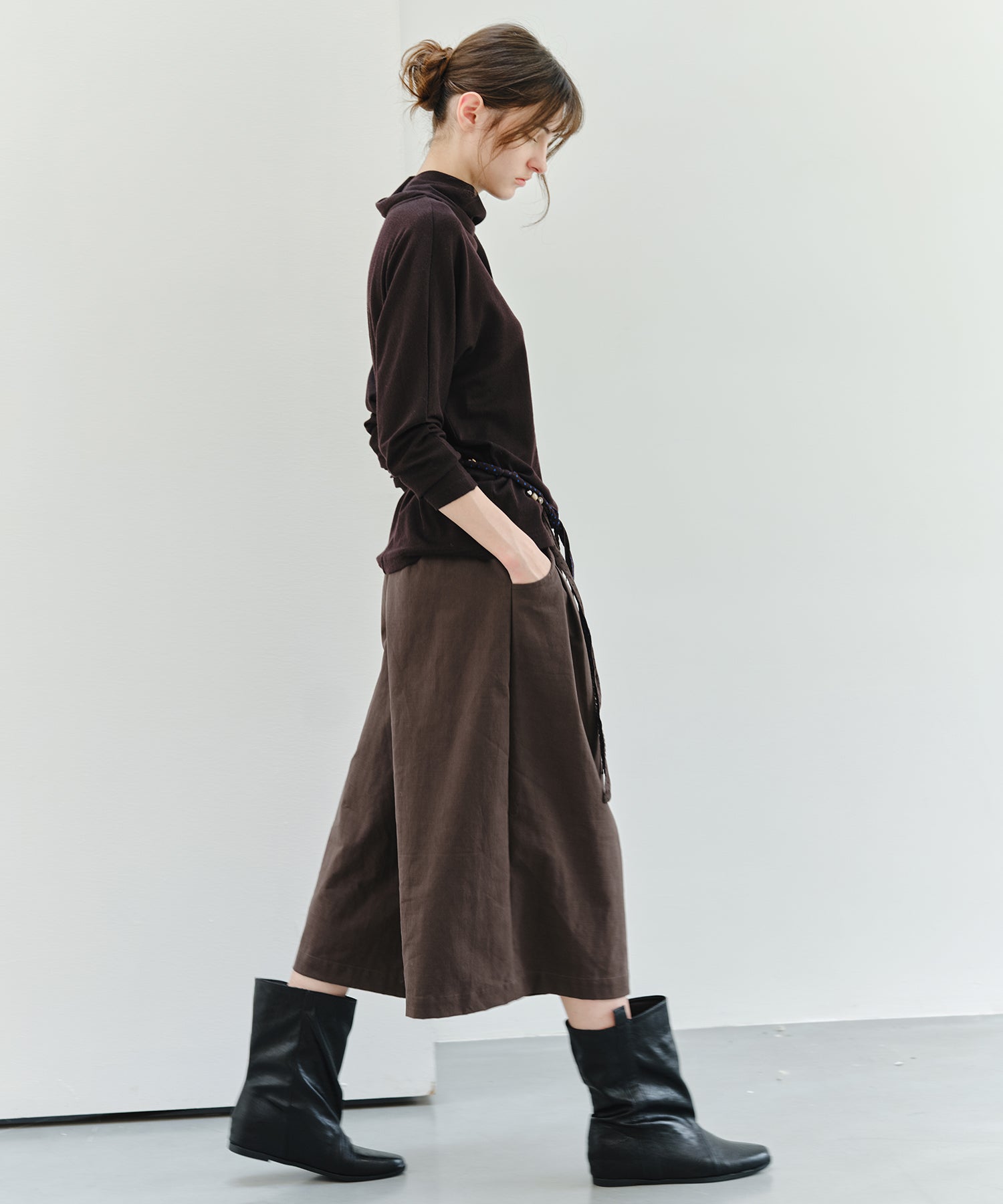 「9月下旬出荷予定」Drawstring Waist Wide Midi Pants