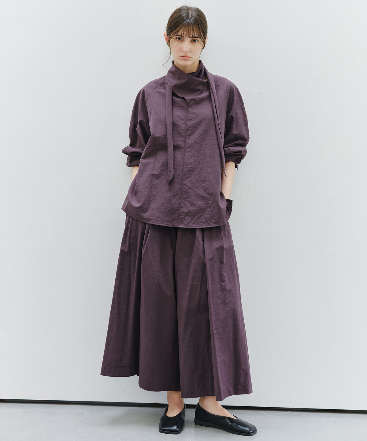 「9月下旬出荷予定」Cross Stole Collar Oversized Shirt
