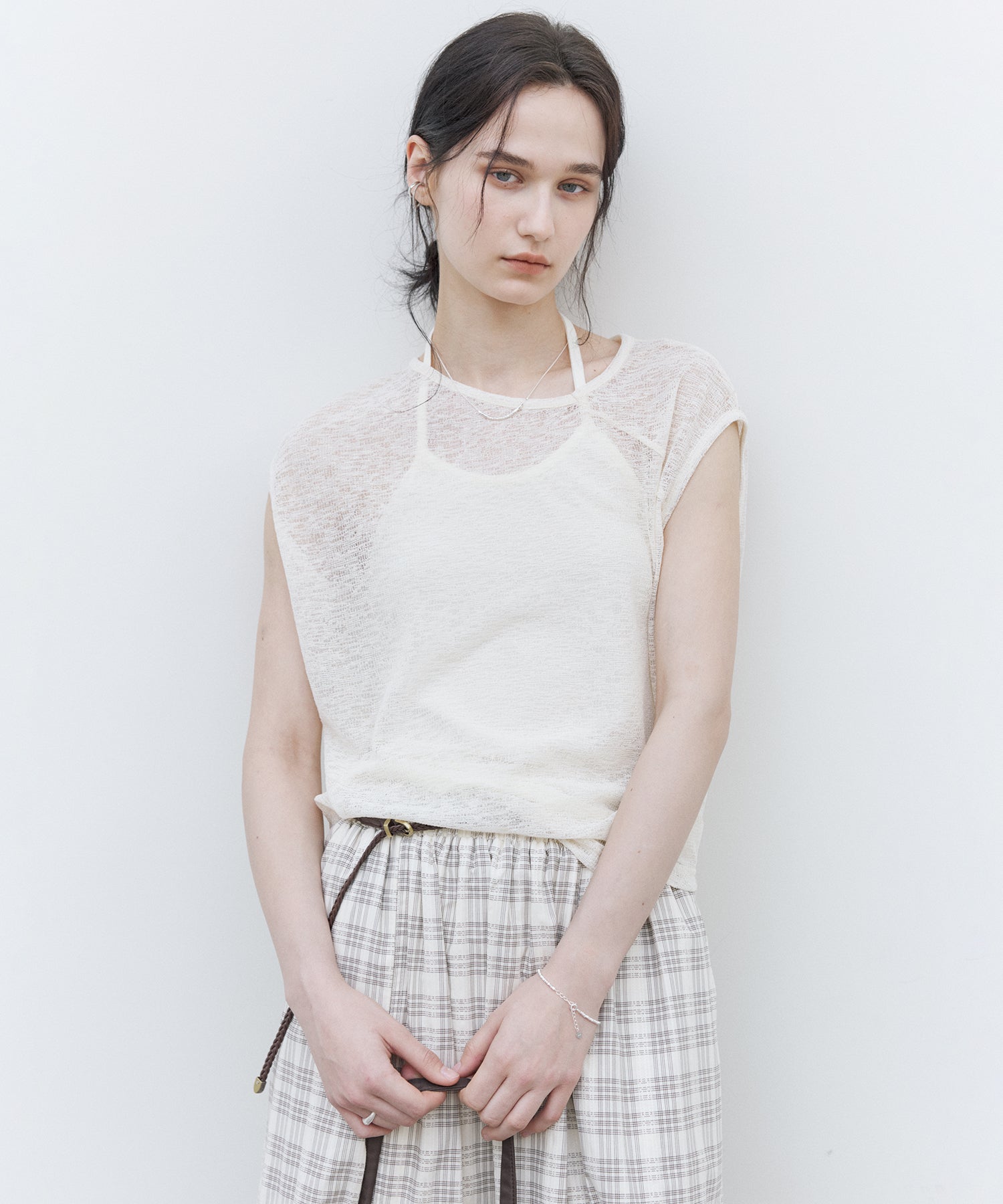Sheer Asymmetric Sleeveless Top