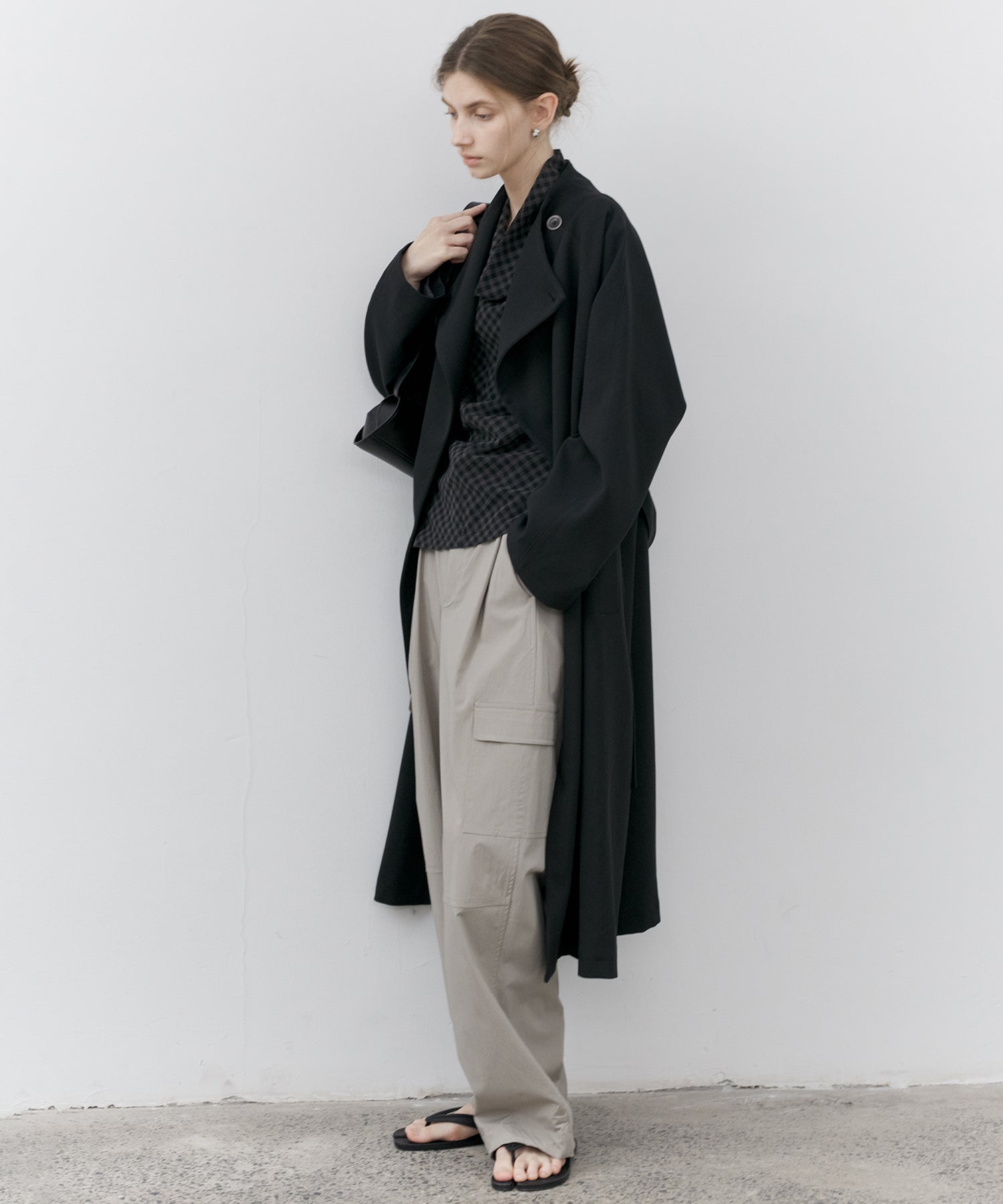 Asymmetric Collar Raglan Sleeve Long Coat