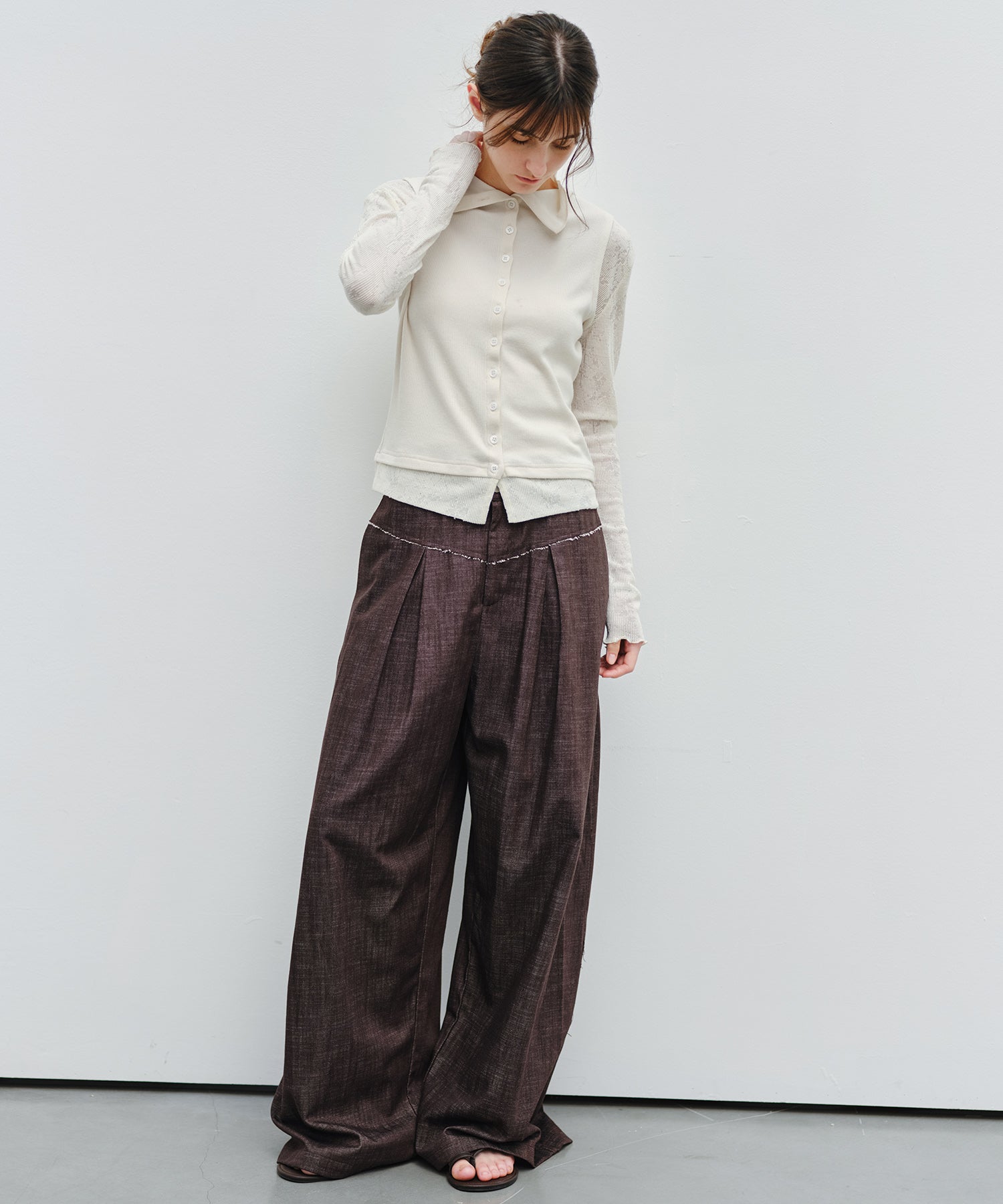 「9月下旬出荷予定」Paneled Drawstring Wide Pants