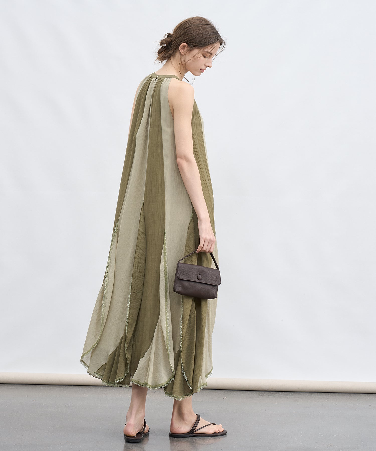 「6月上旬～中旬出荷」Color Block Layered Sleeveless Dress