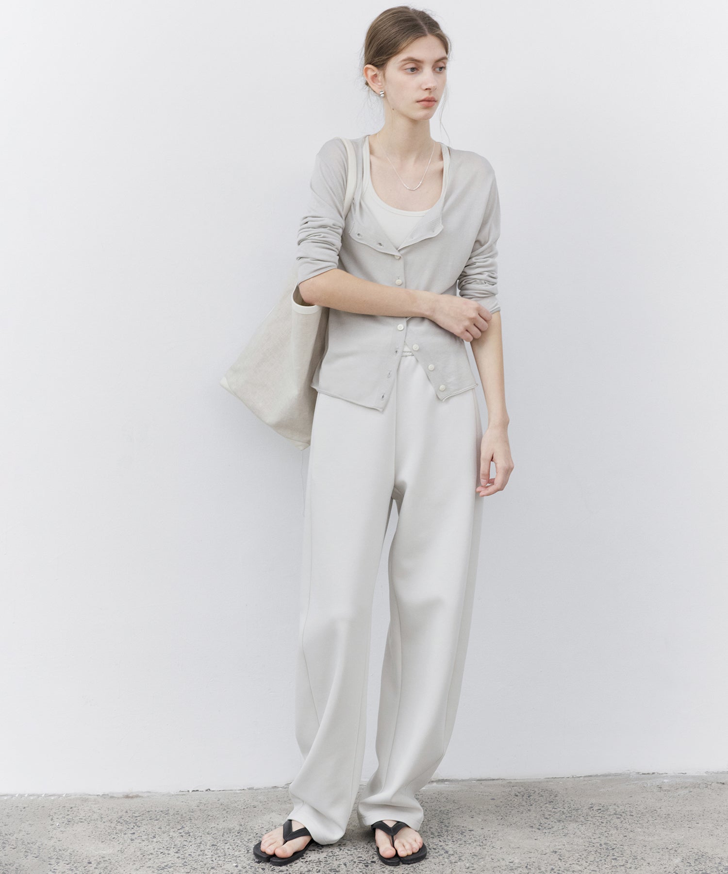 Curved Silhouette Jersey Wide Pants