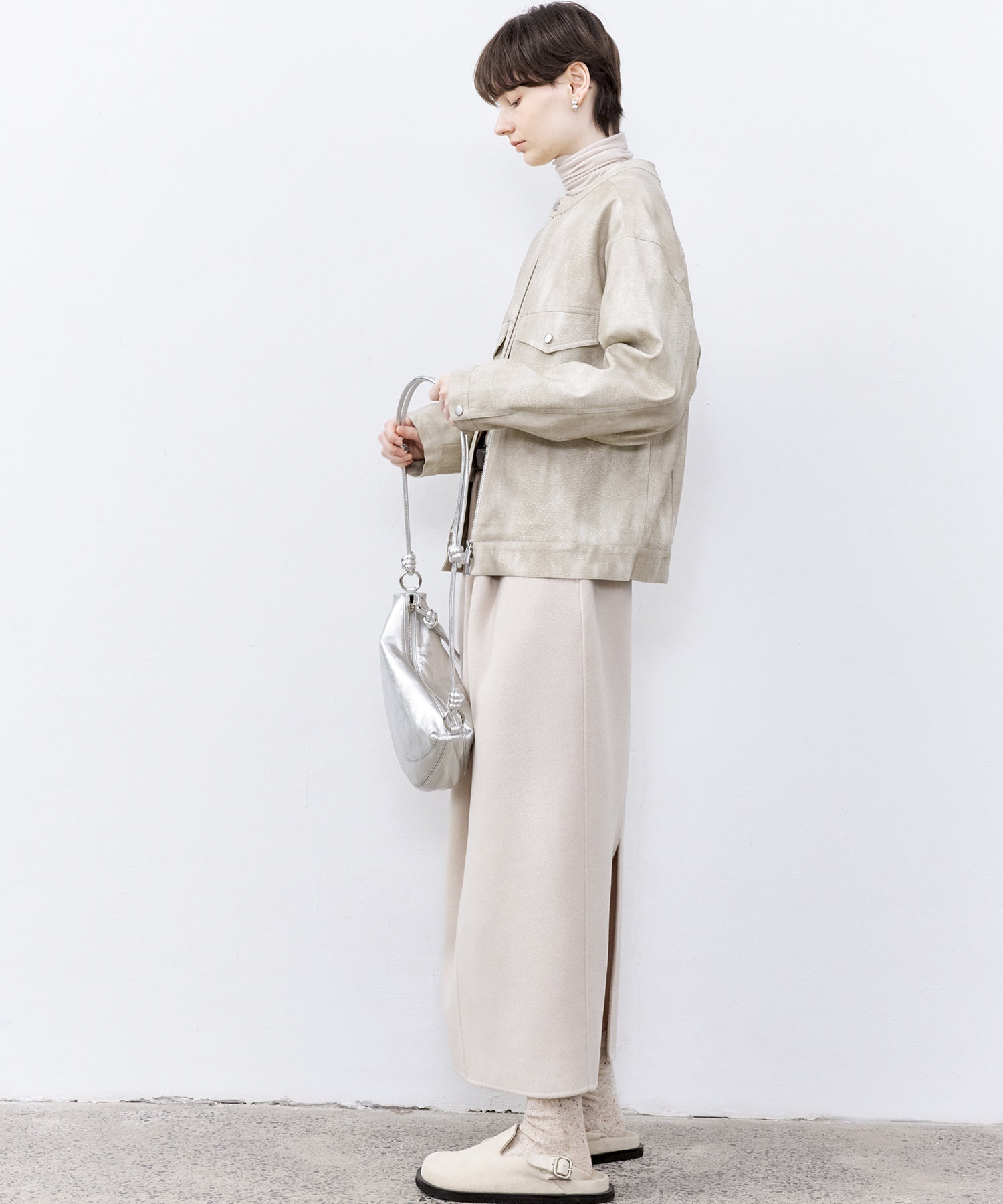 Wool Twill Skirt with Gathered Detail & Bubble Silhouette