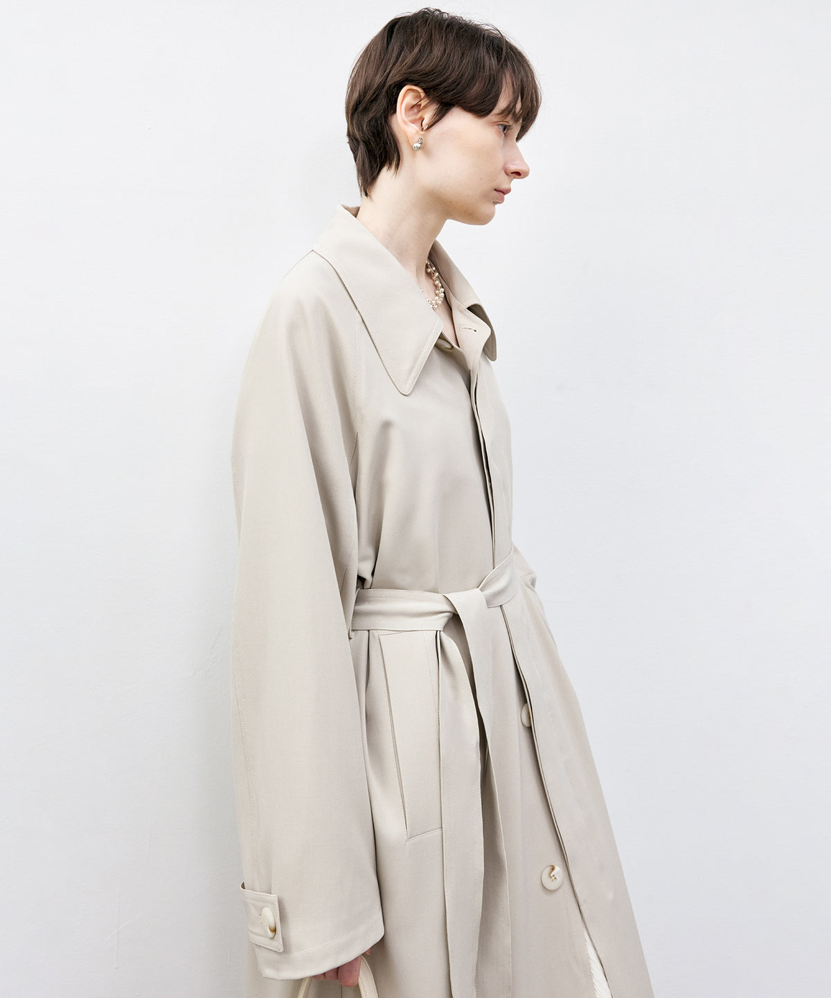 Big Collar Belted Trench Coat