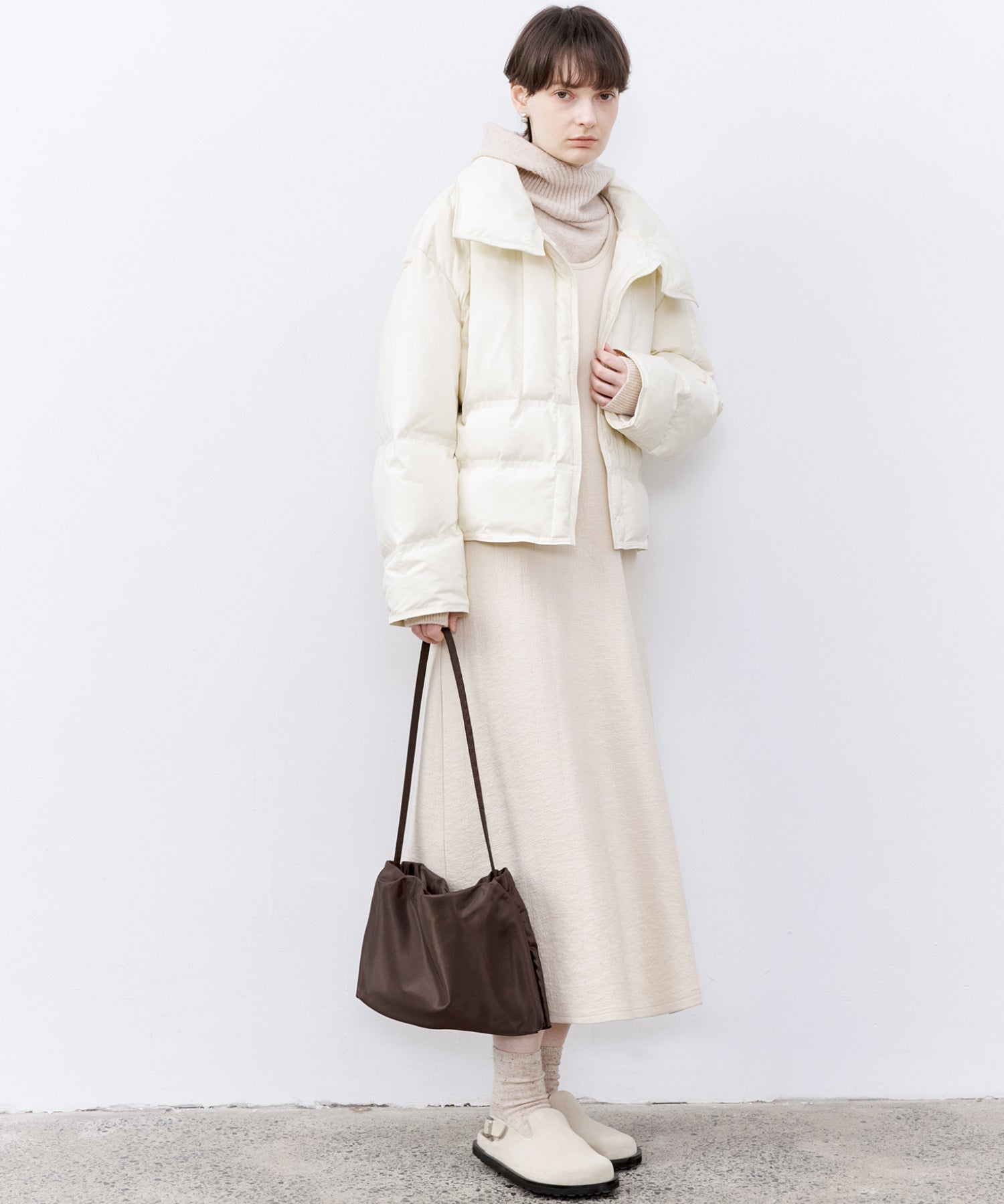 Drop Shoulder Short Puffer with Shaped Waist Design