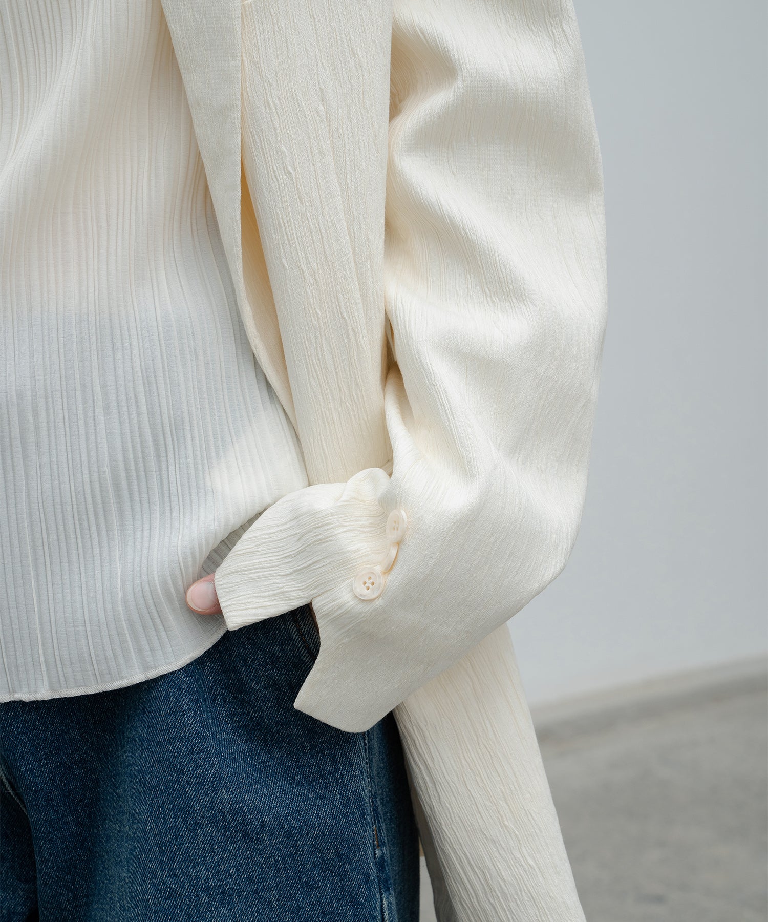 Crinkled-Texture Single-Breasted Jacket
