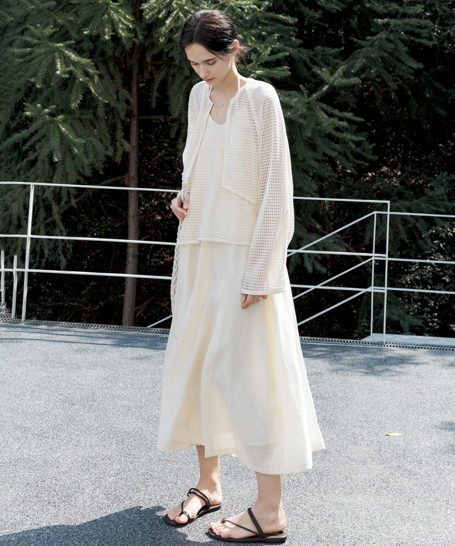 Cut-Out Layered-Look Relaxed Fit Cami Dress