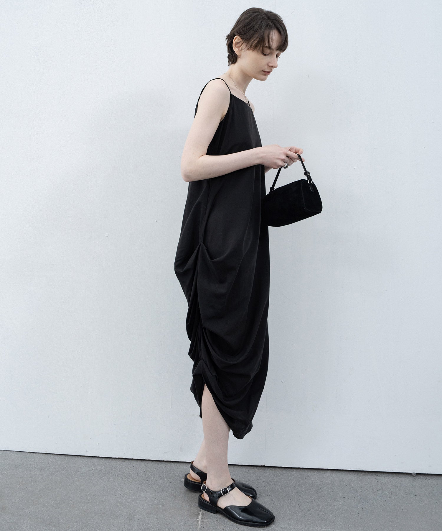 side gathered cami dress 