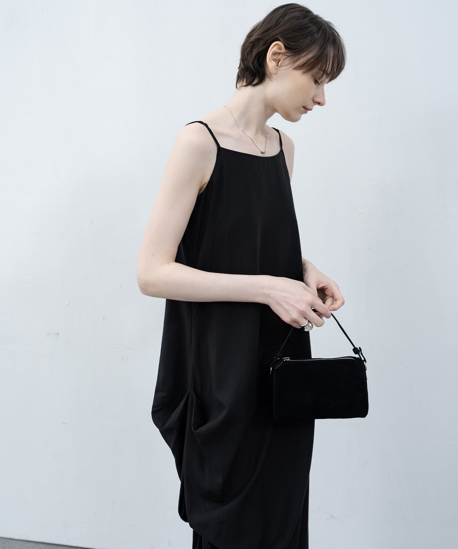 side gathered cami dress 