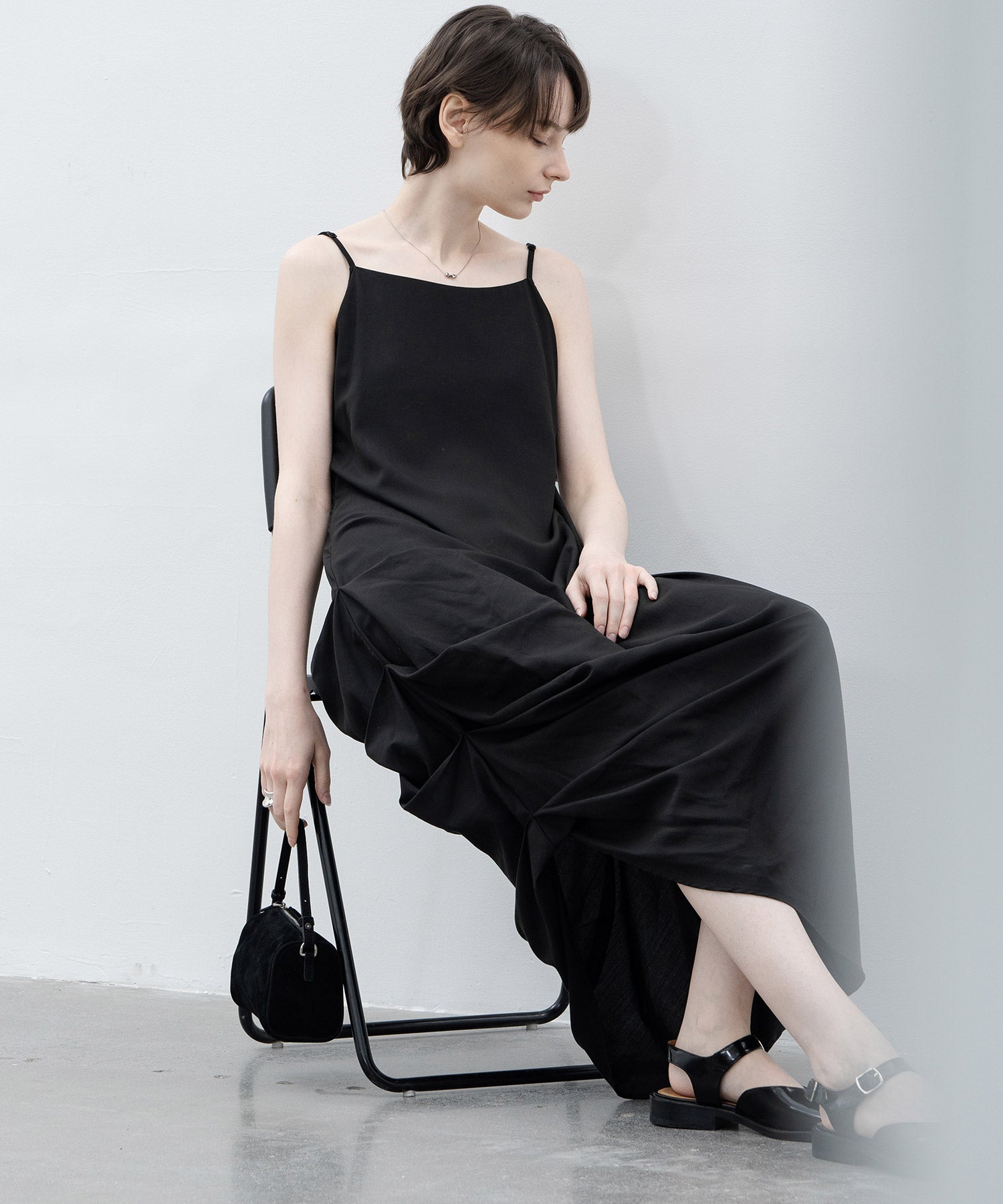 side gathered cami dress 
