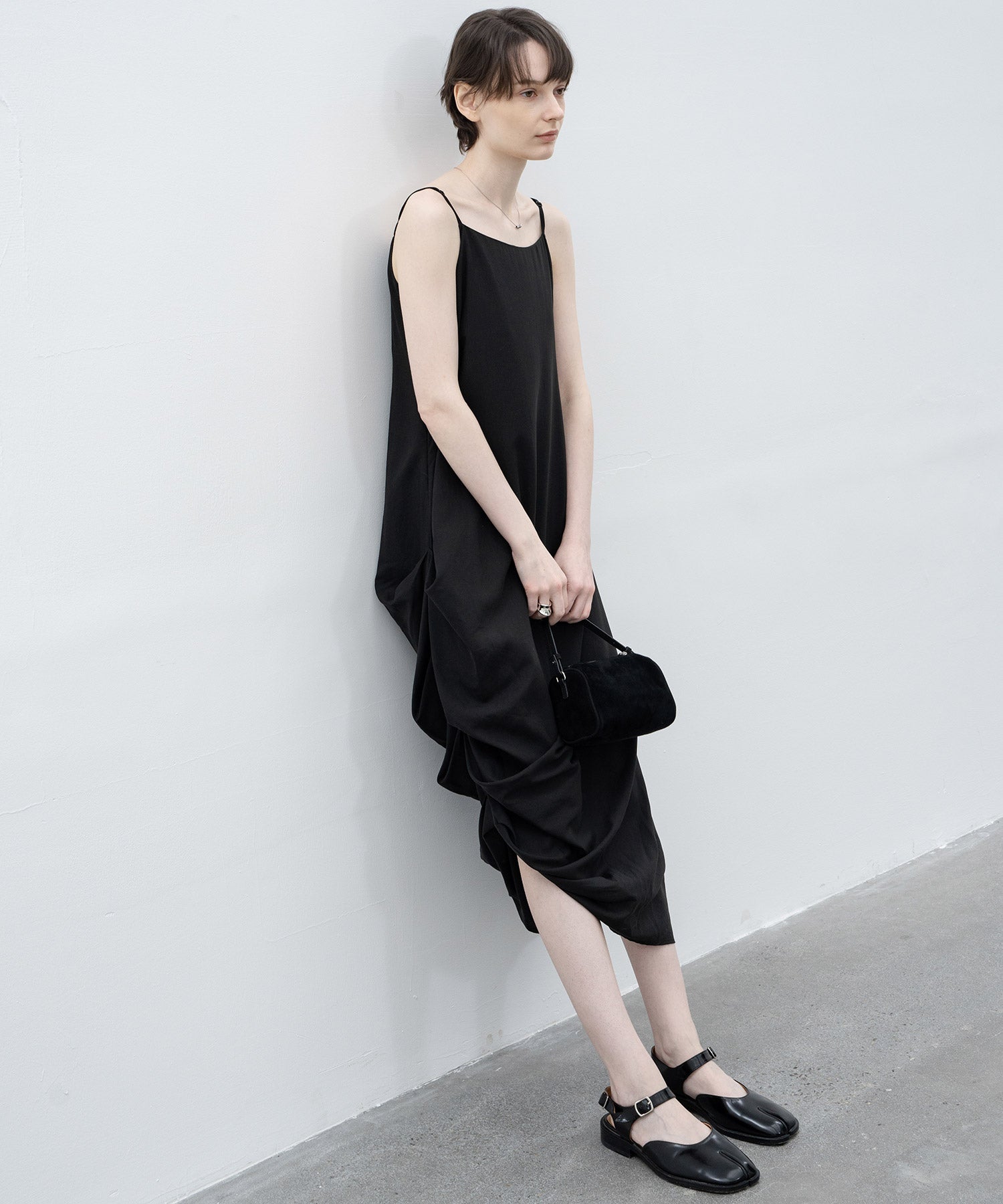 side gathered cami dress 
