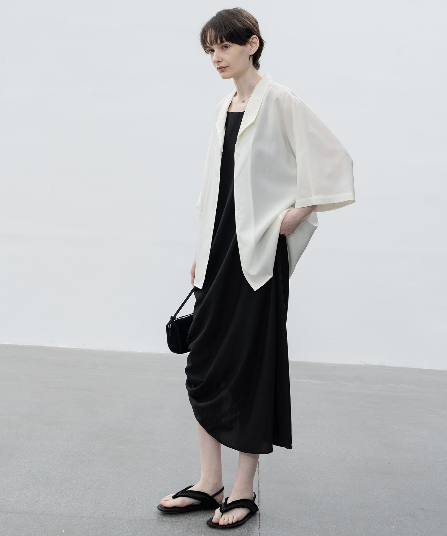 side gathered cami dress 