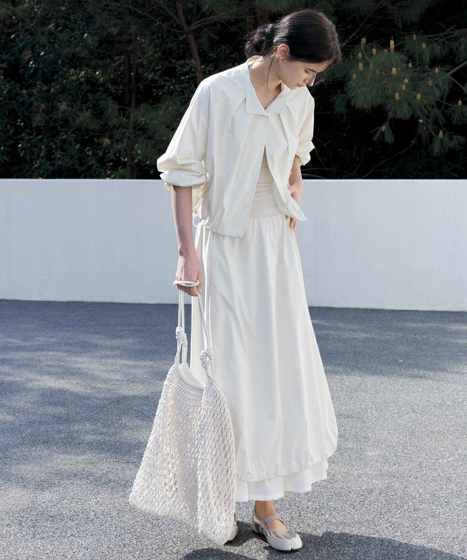 UV 보호 A-Line Drawstring Long Skirt