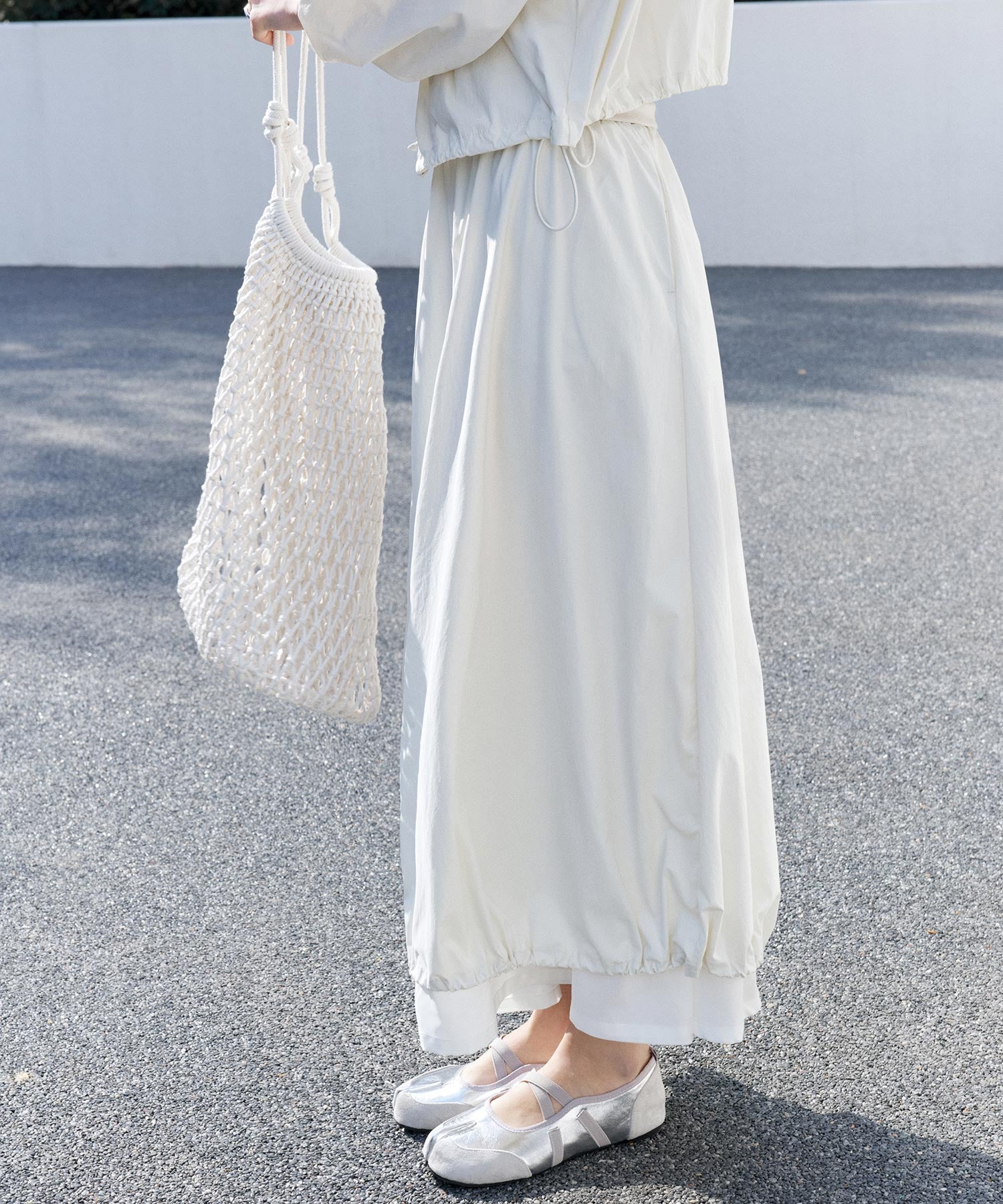 UV 보호 A-Line Drawstring Long Skirt