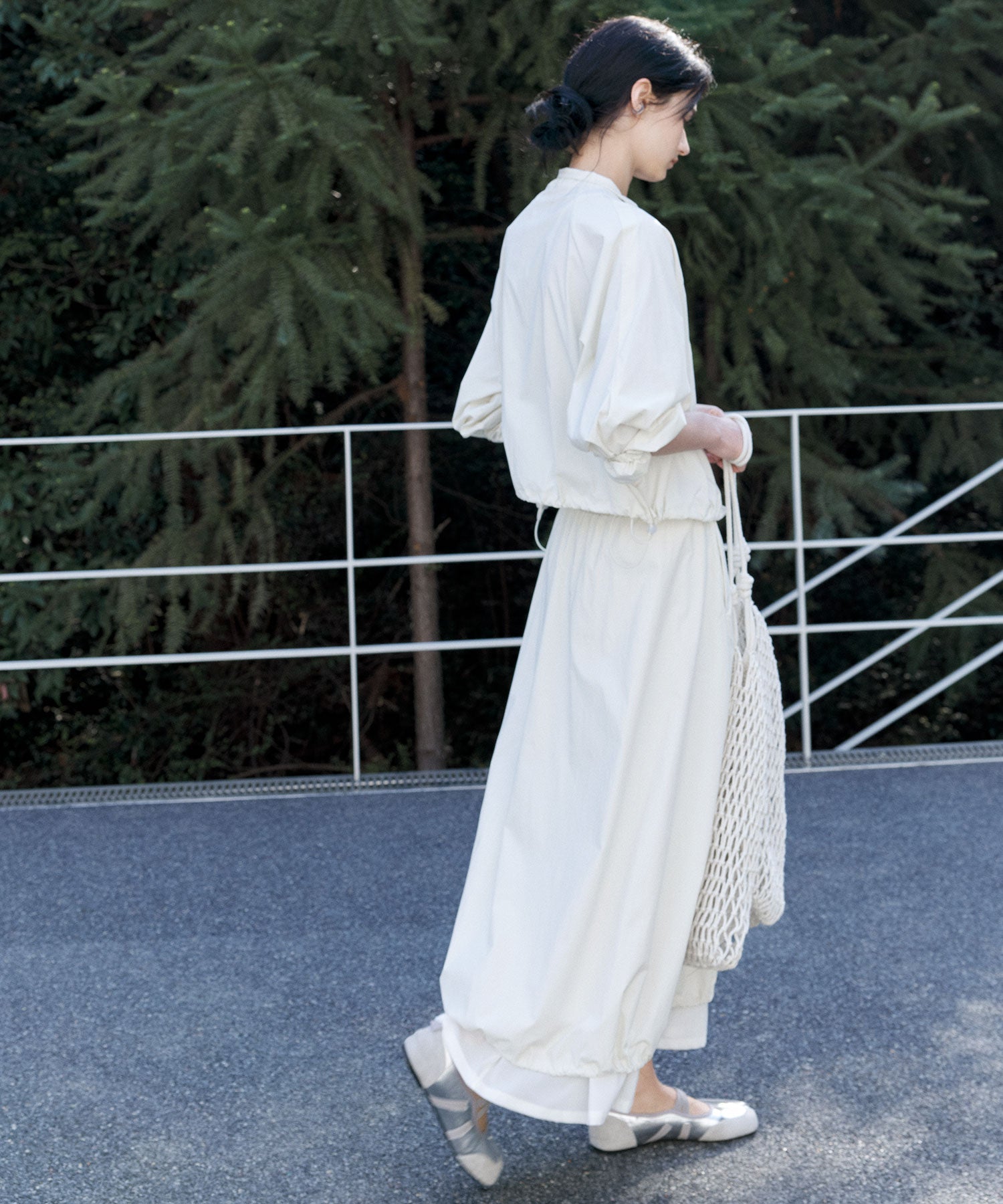 UV 보호 A-Line Drawstring Long Skirt