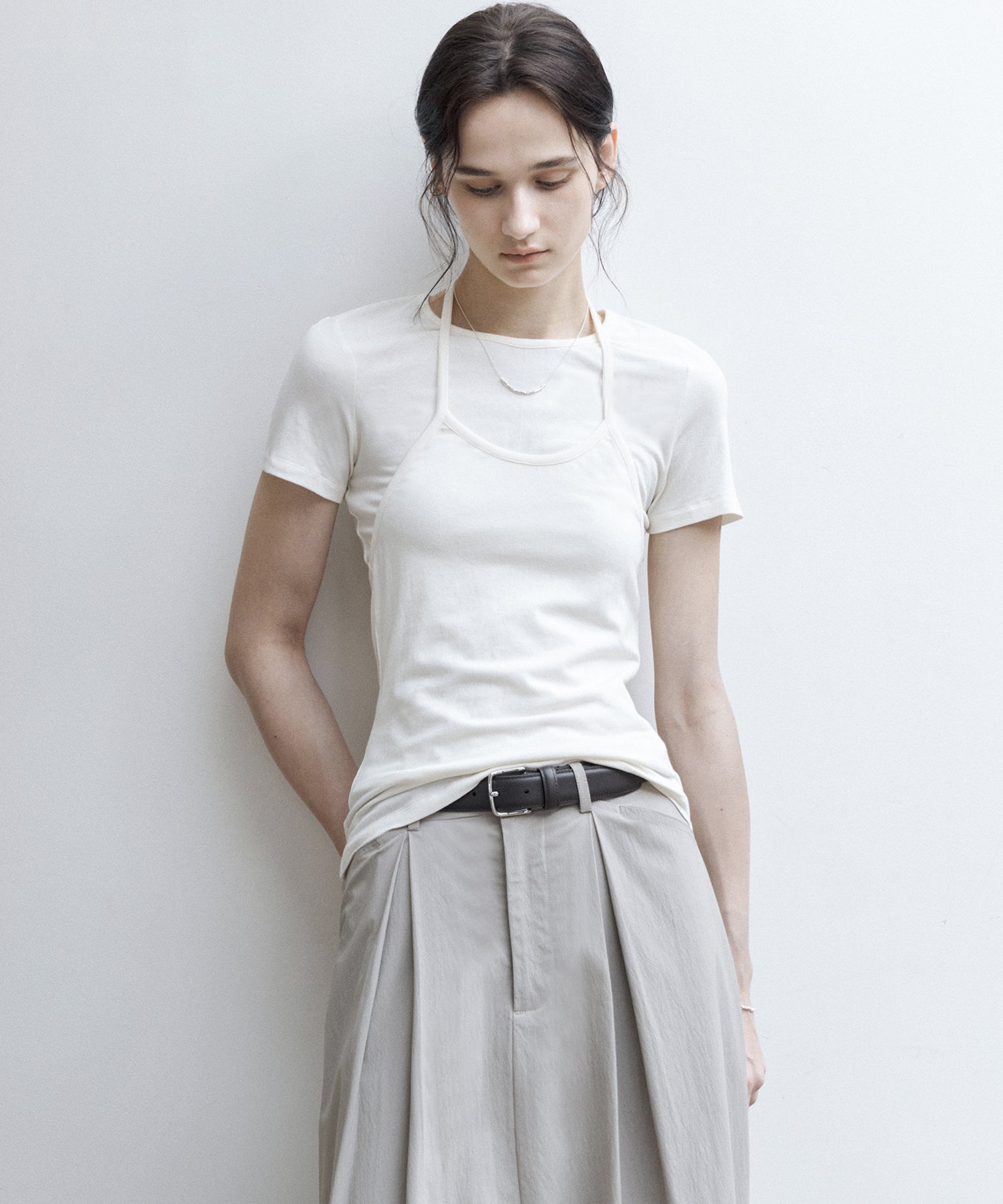 Layered Halter Neck T-Shirt Set