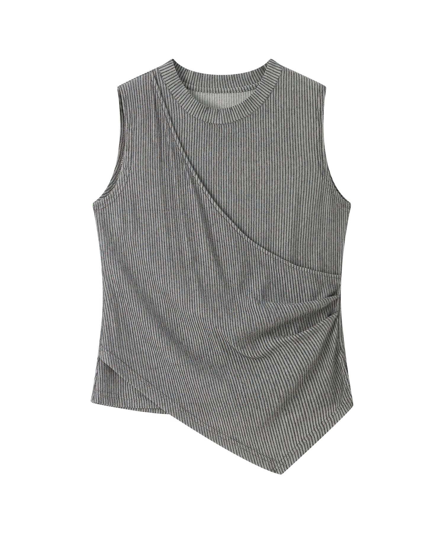 「7月上旬～中旬出荷」Asymmetric Draped Rib Sleeveless Top