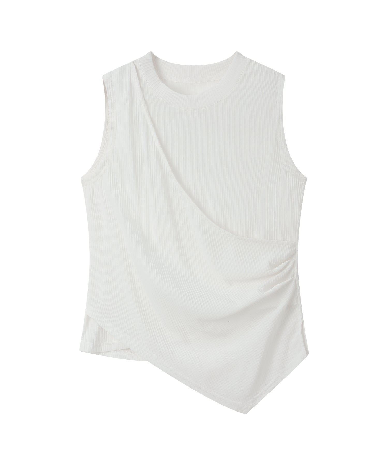 「7月上旬～中旬出荷」Asymmetric Draped Rib Sleeveless Top