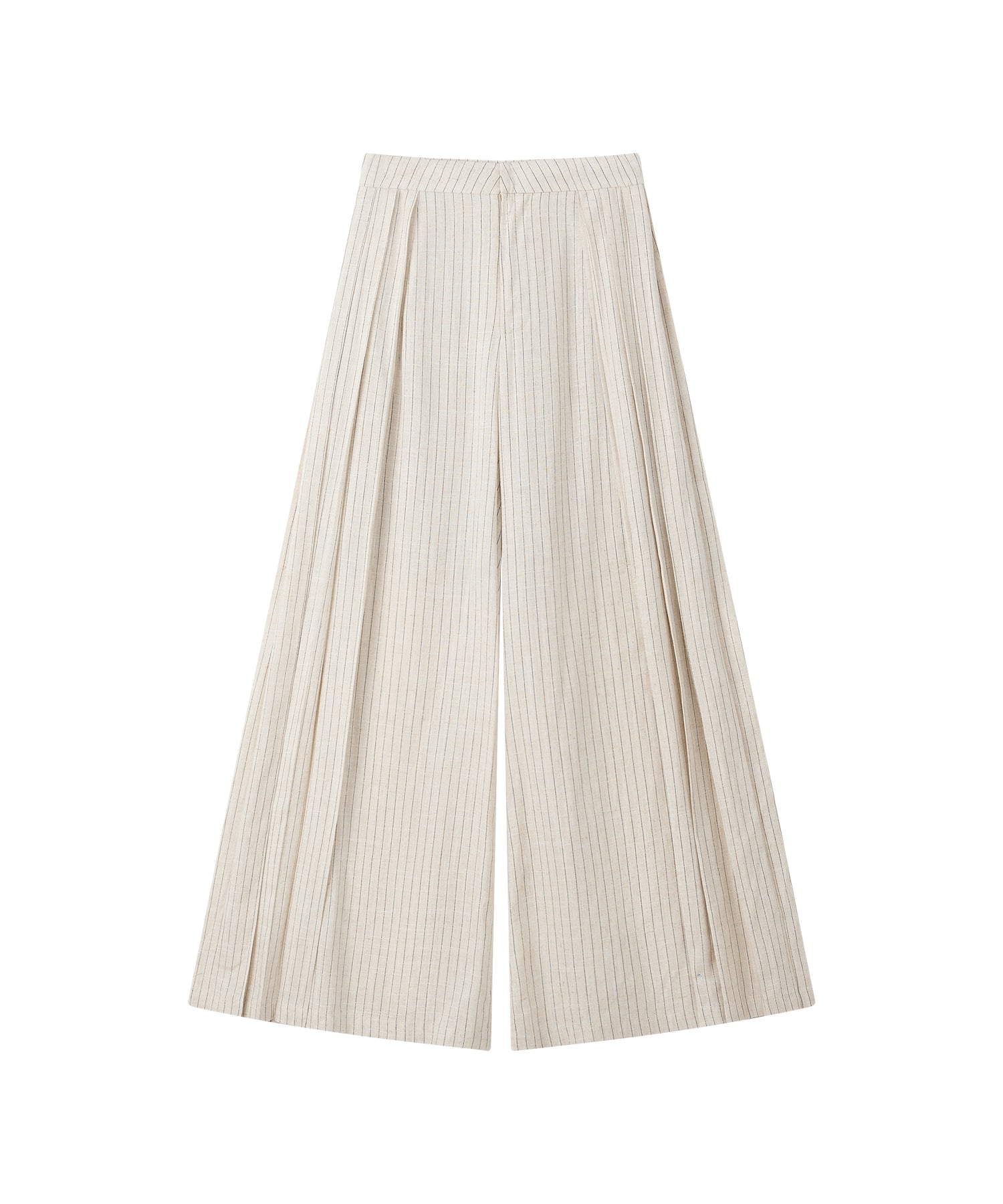 「7月中旬～下旬出荷」Linen Blend Striped Pleated Wide Pants