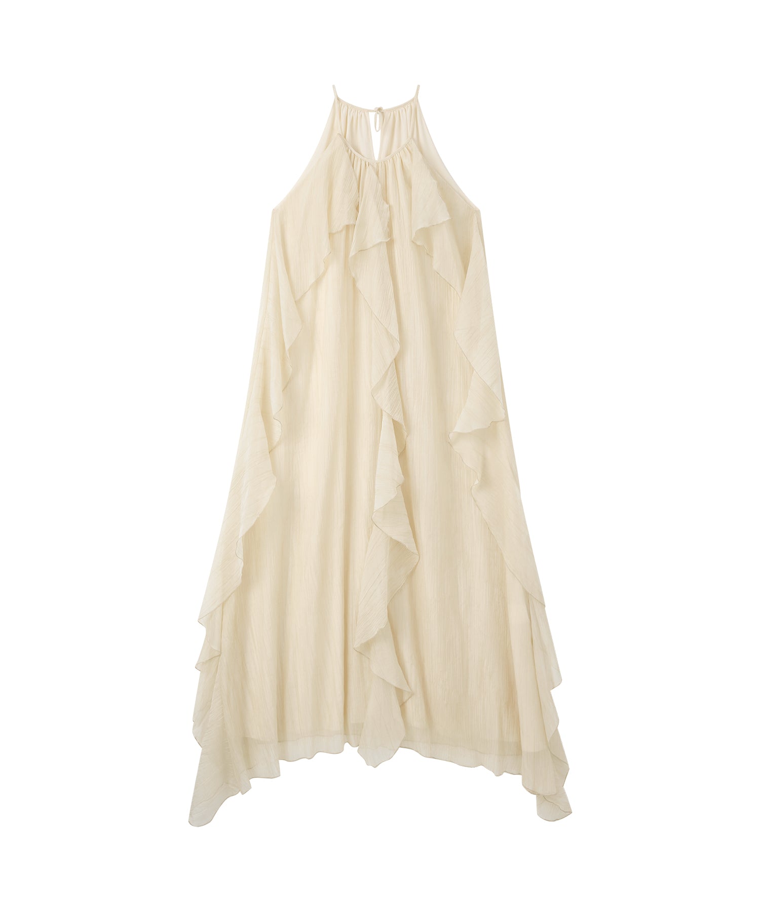 「7月中旬～下旬出荷」Sheer Ruffle Asymmetric Cami Dress