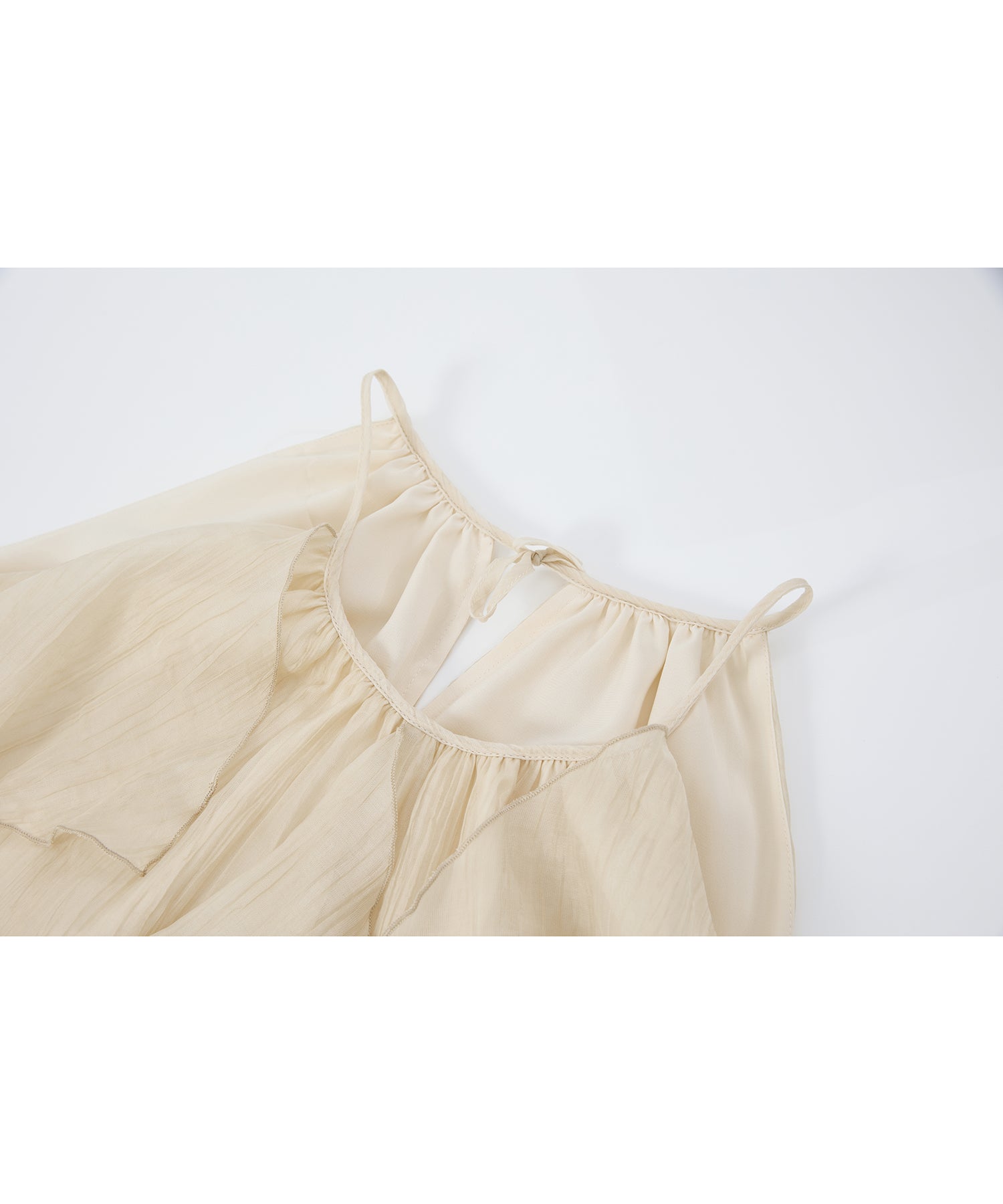 「7月中旬～下旬出荷」Sheer Ruffle Asymmetric Cami Dress