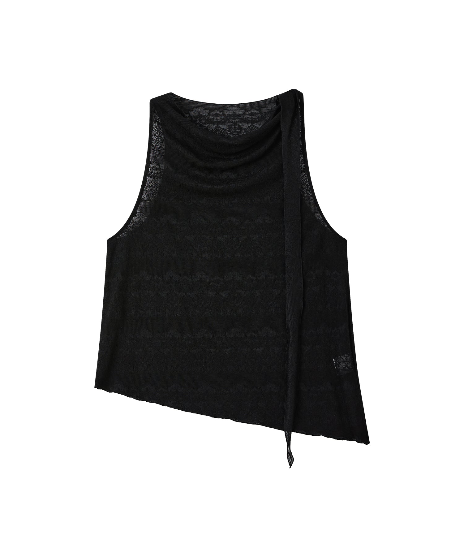 Jacquard Sheer Draped Sleeveless Top