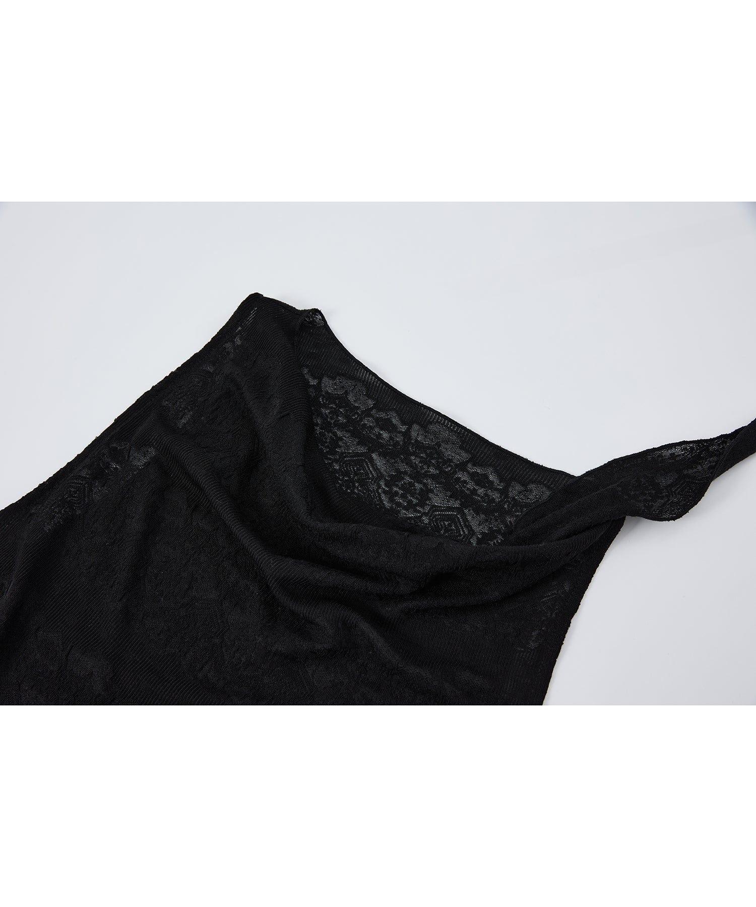 「8月中旬～下旬出荷」Jacquard Sheer Draped Sleeveless Top