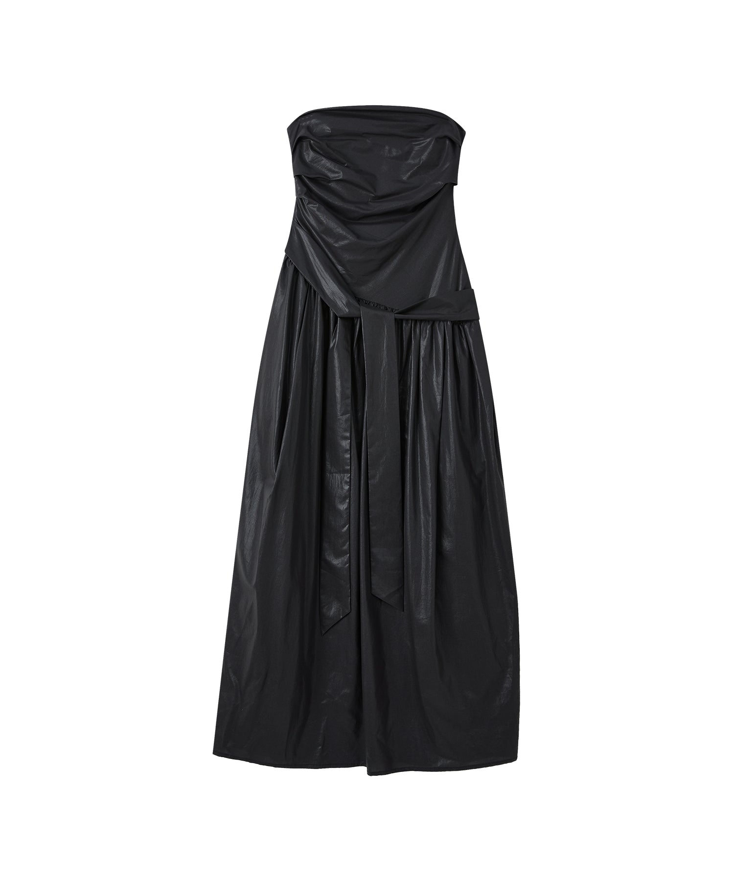 「8月中旬～下旬出荷」Side Tie Draped Strapless Long Dress