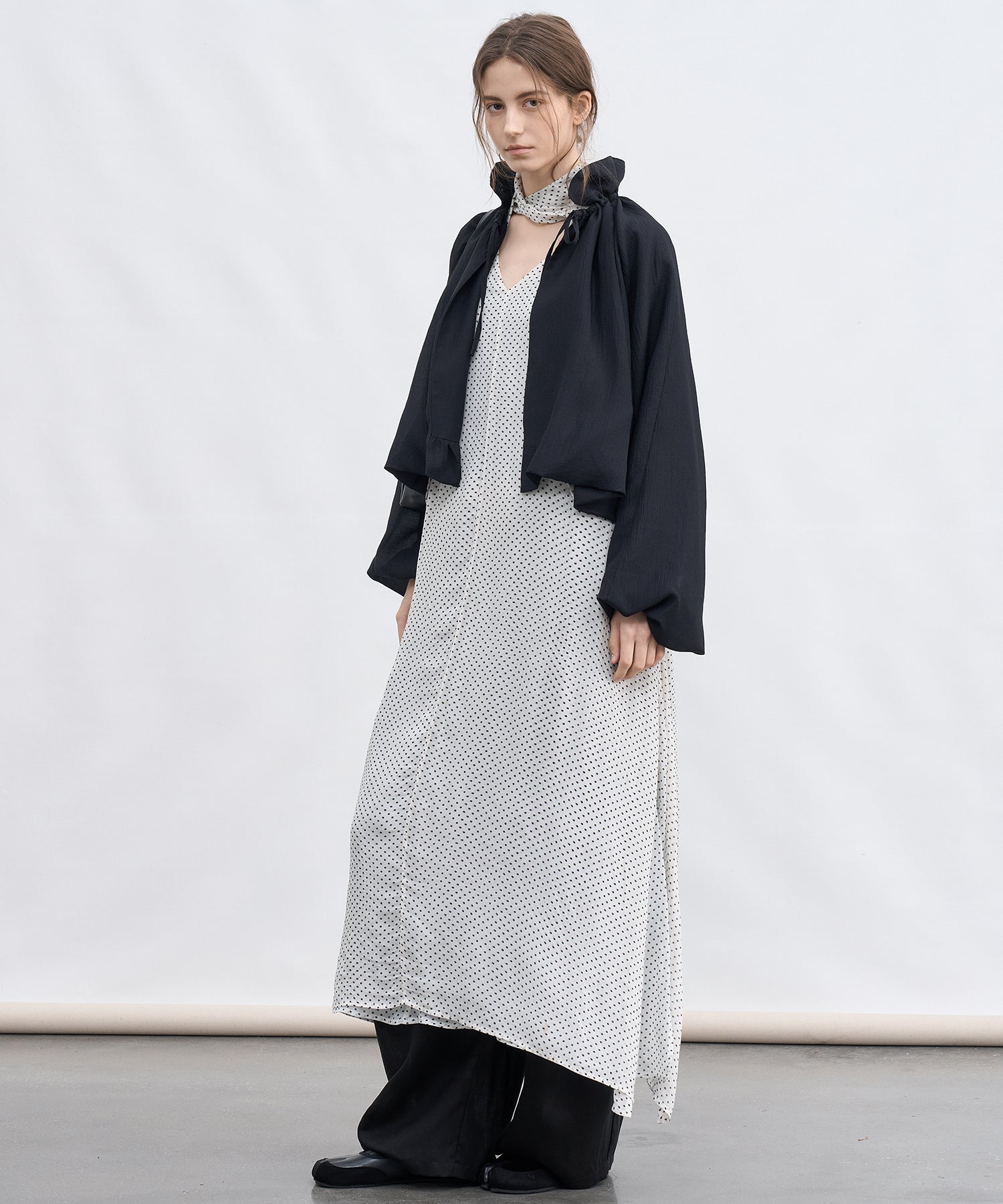 Sheer Gathered Neck Light Jacket