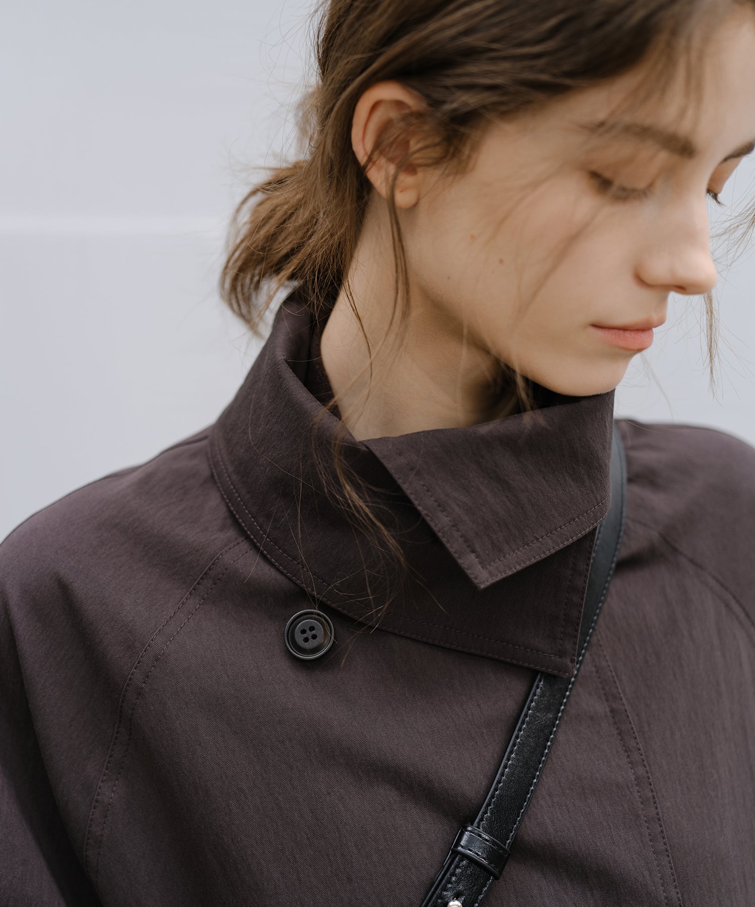 Wrap Collar Belted Long Trench Coat