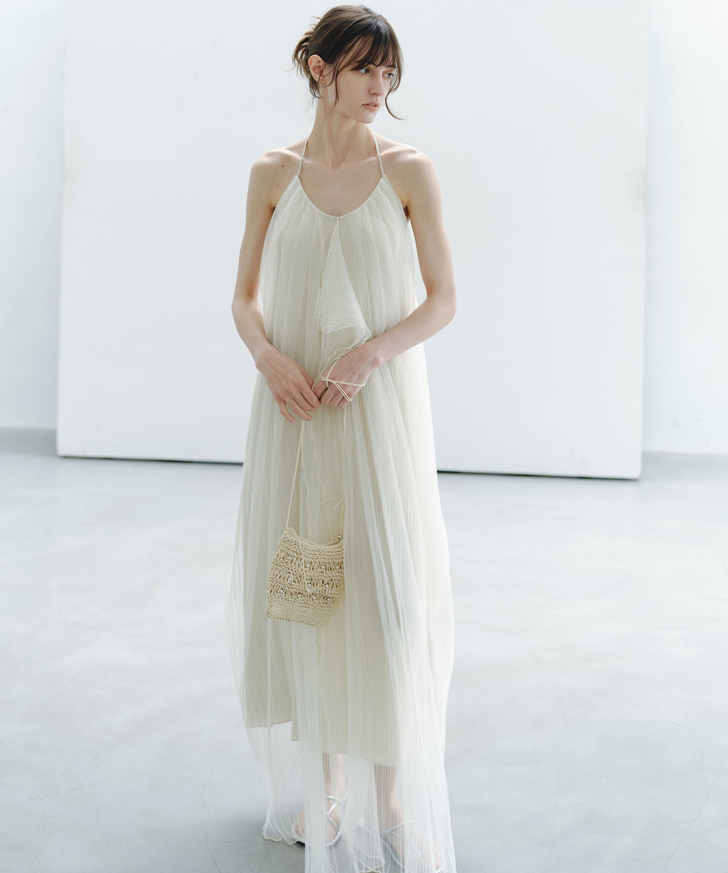 「6月上旬～中旬出荷」Sheer Pleated Cocoon Dress