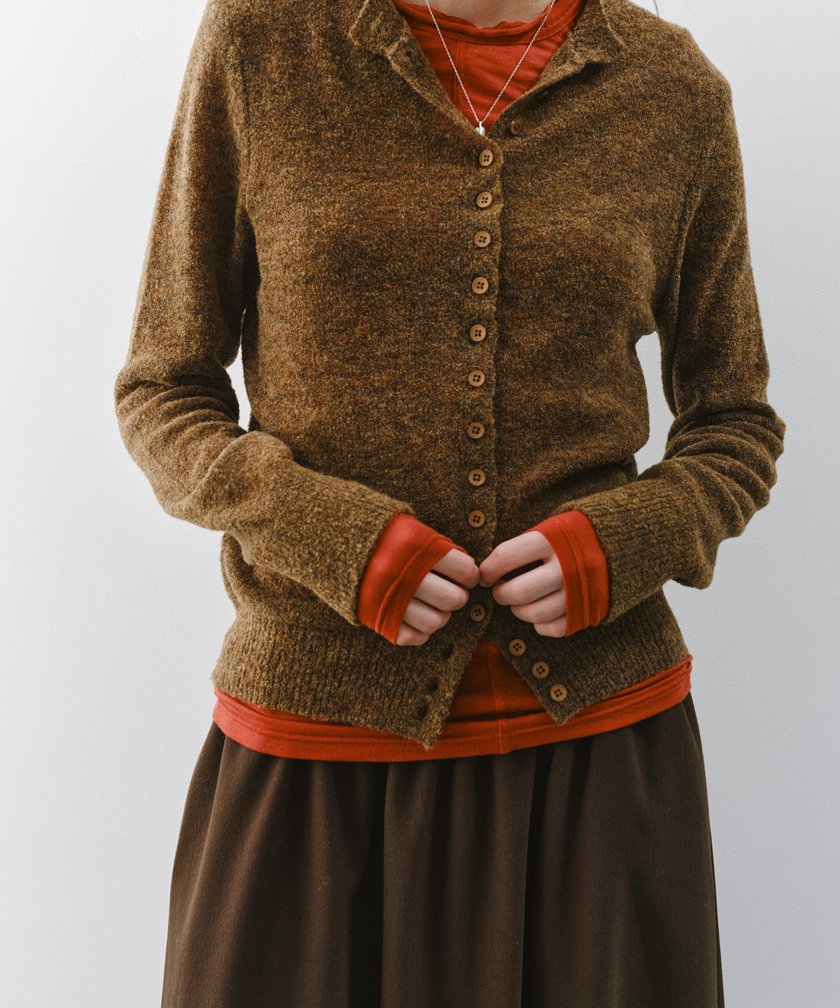 「10月下旬出荷予定」Cashmere-Blend Sheer Mellow Neck Long Sleeve Top